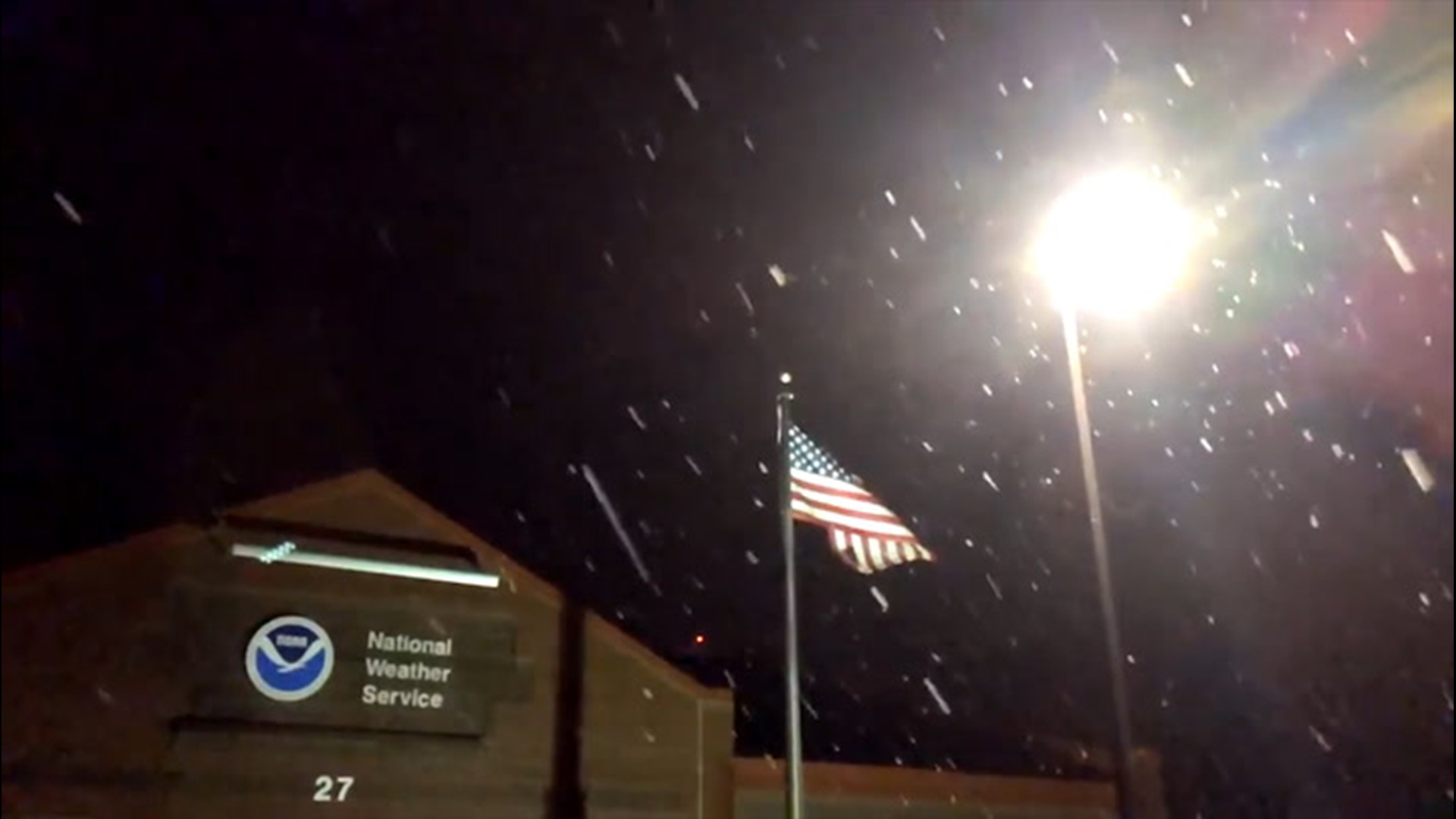 Wintry weather came early to Bismarck, North Dakota, as snow fell outside the local National Weather Service building early on Oct. 17.