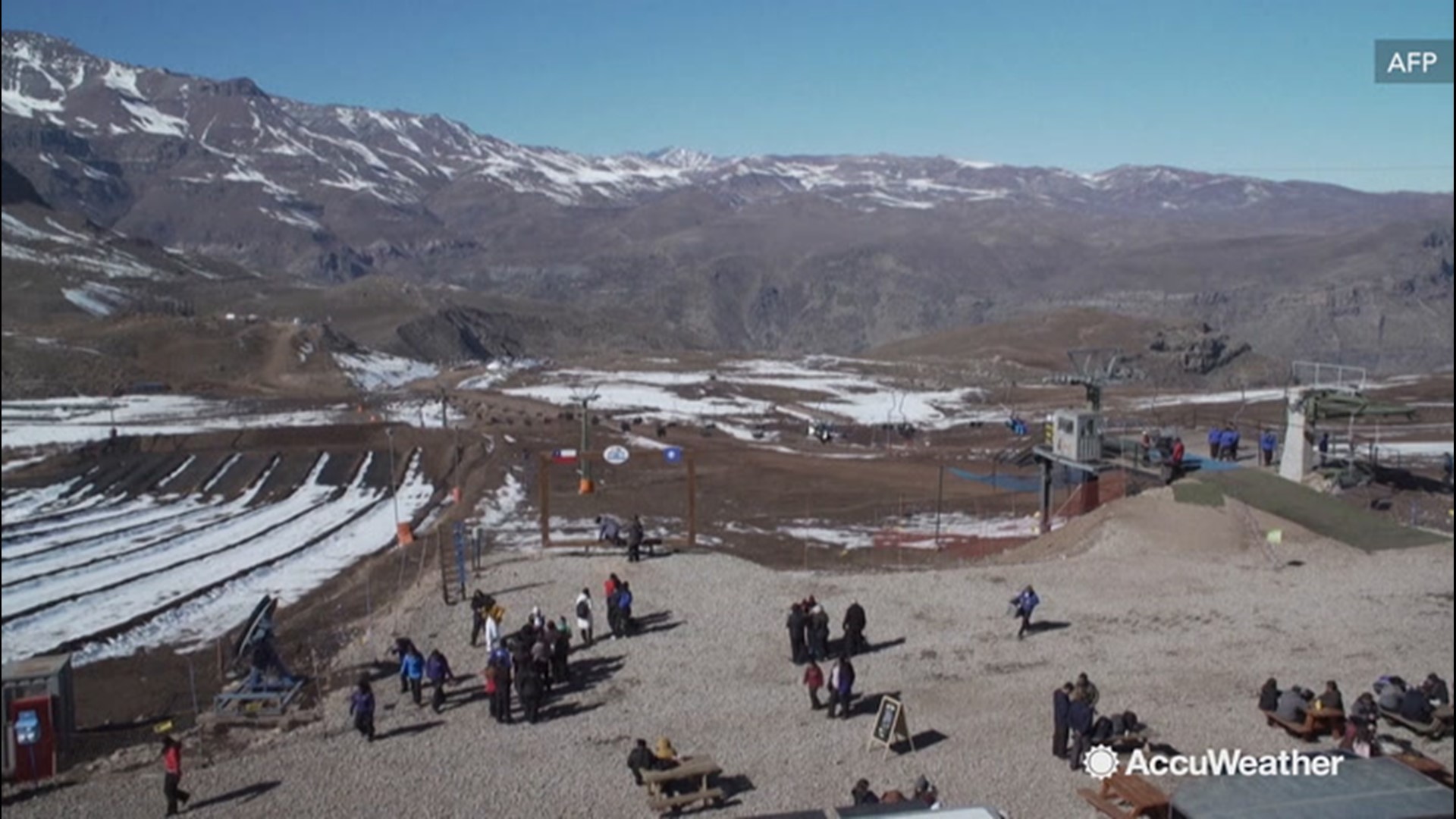 Ski resorts near Santiago, Chile, have resorted to using artificial snow as this winter continues to be unusually dry. Local reports indicate that this is the driest winter the area has seen in nearly six decades.