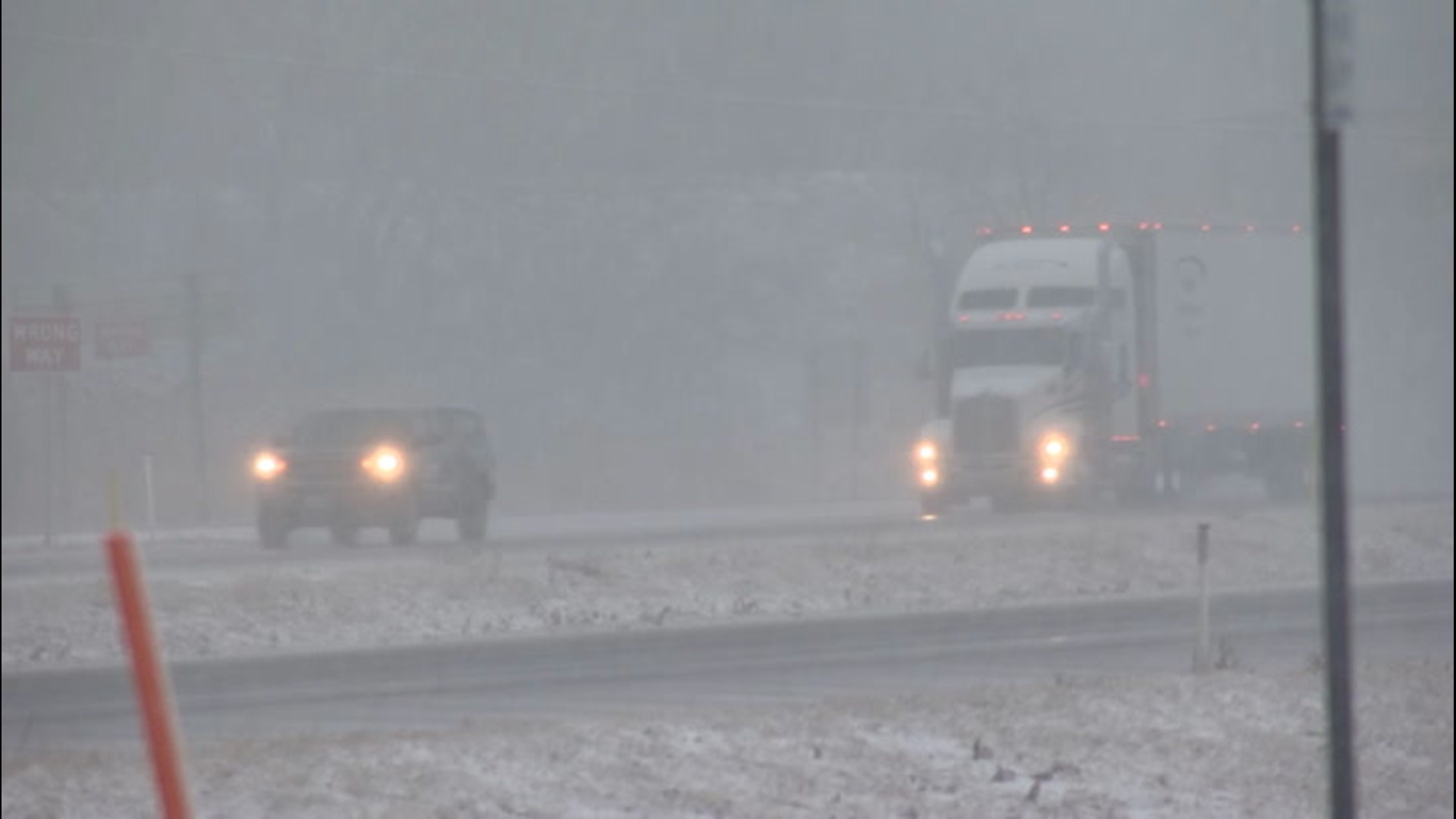 Conditions are less than favorable along I-80/90 in Gary, Indiana, as moderate and heavy snow makes road conditions steadily worse on Feb. 12.