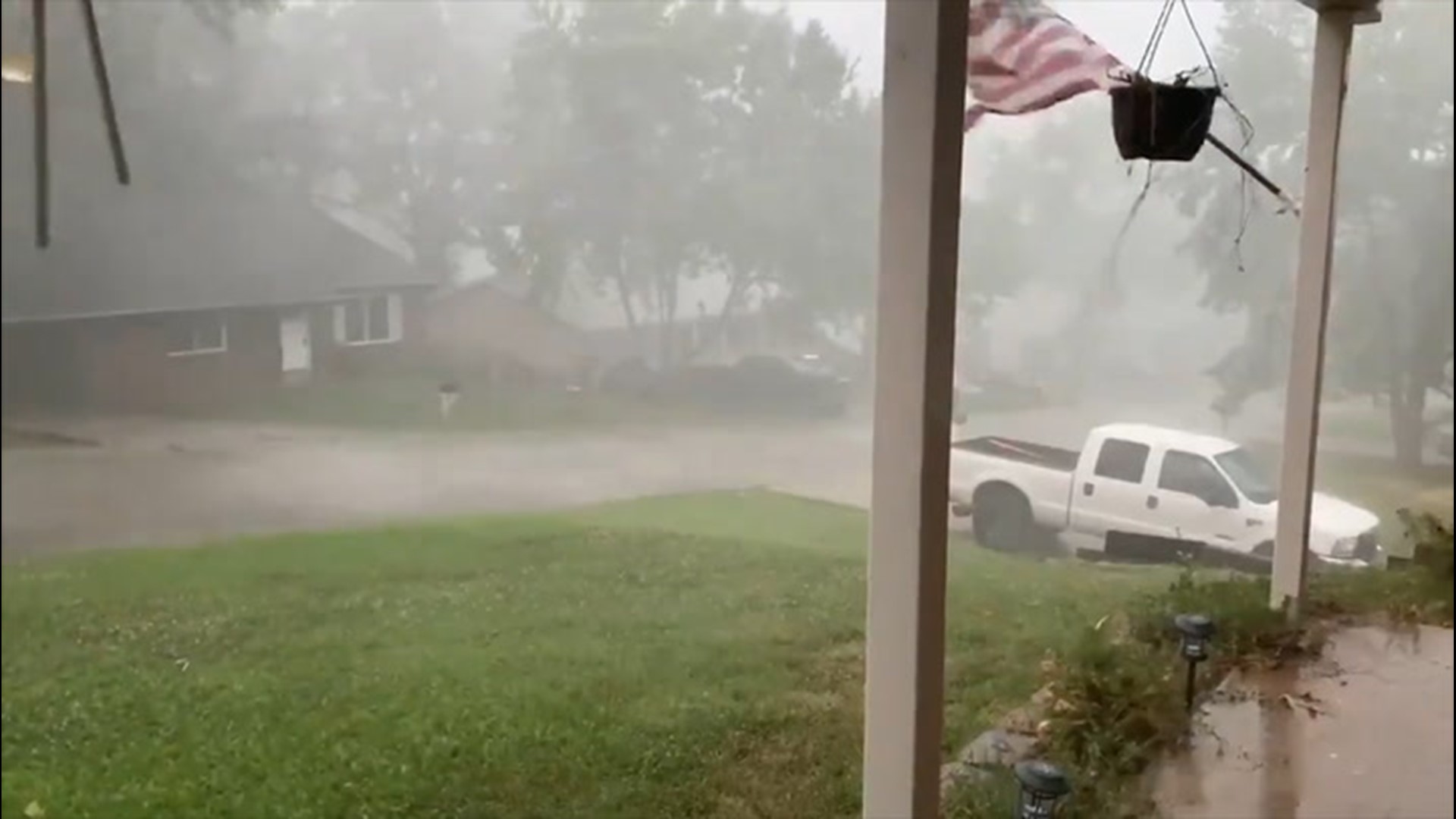 Intense thunderstorms moved through Pevely, Missouri, on July 15 producing strong winds and heavy rain.