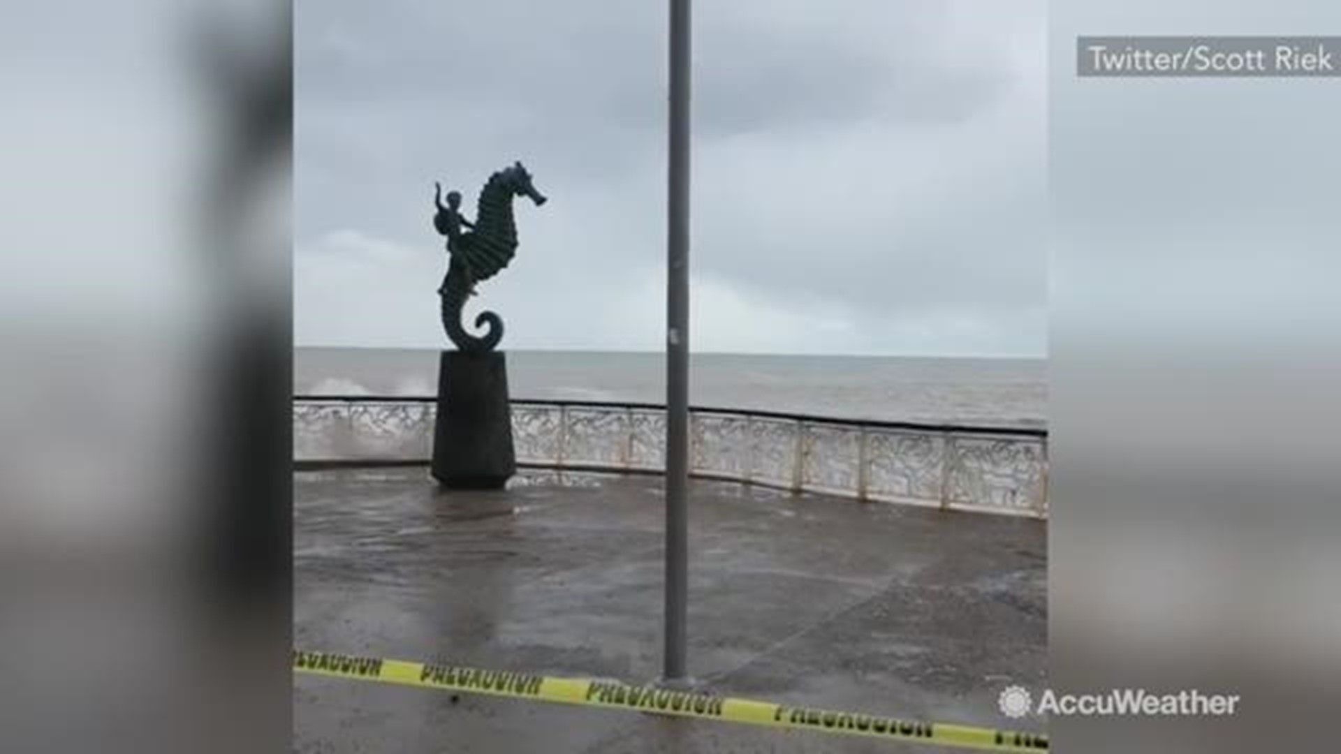 The 'Malecon', a favorite city boardwalk, has been closed in Puerto Vallarta due to high waves as Hurricane Willa draws near.