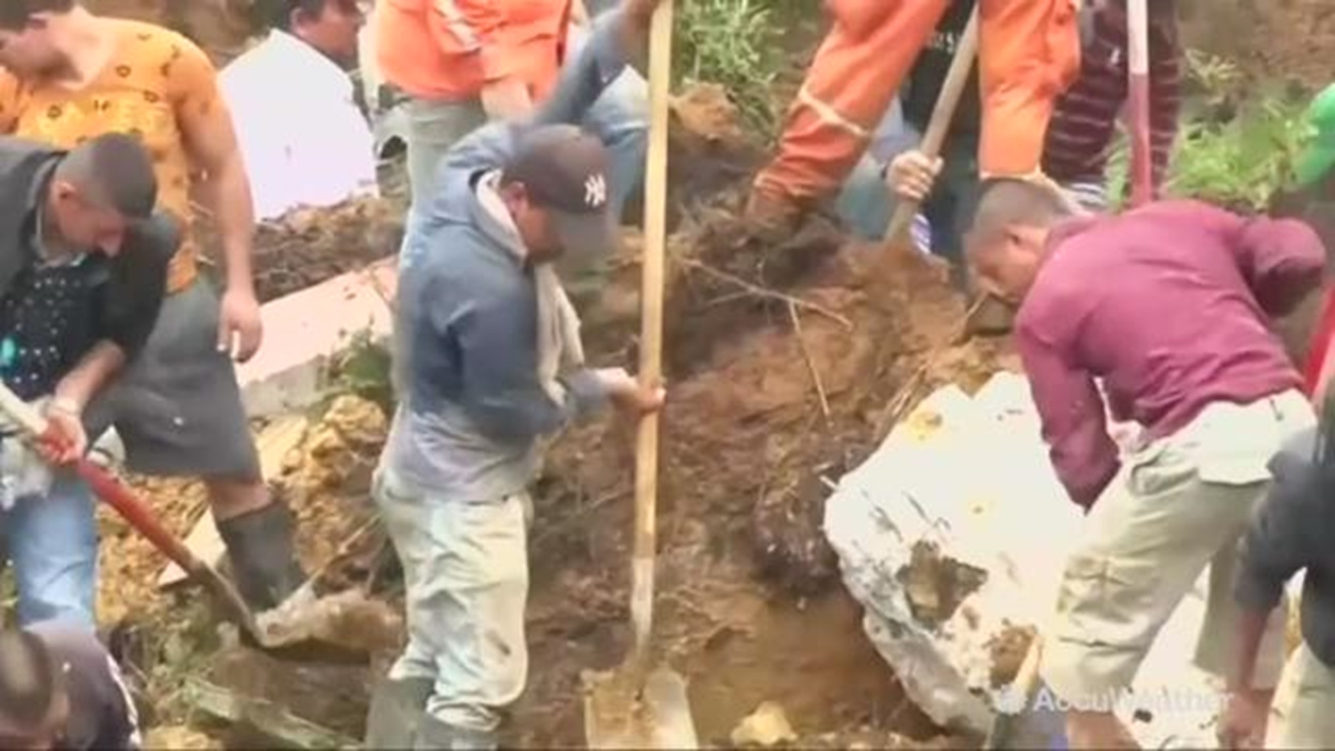 Disaster officials in Colombia say at least 12 people including 4 children have been killed following a mudslide in the town of Marquetalia. The mudslide began at about 2 a.m. local time on October 11, following torrential rains while residents in the are