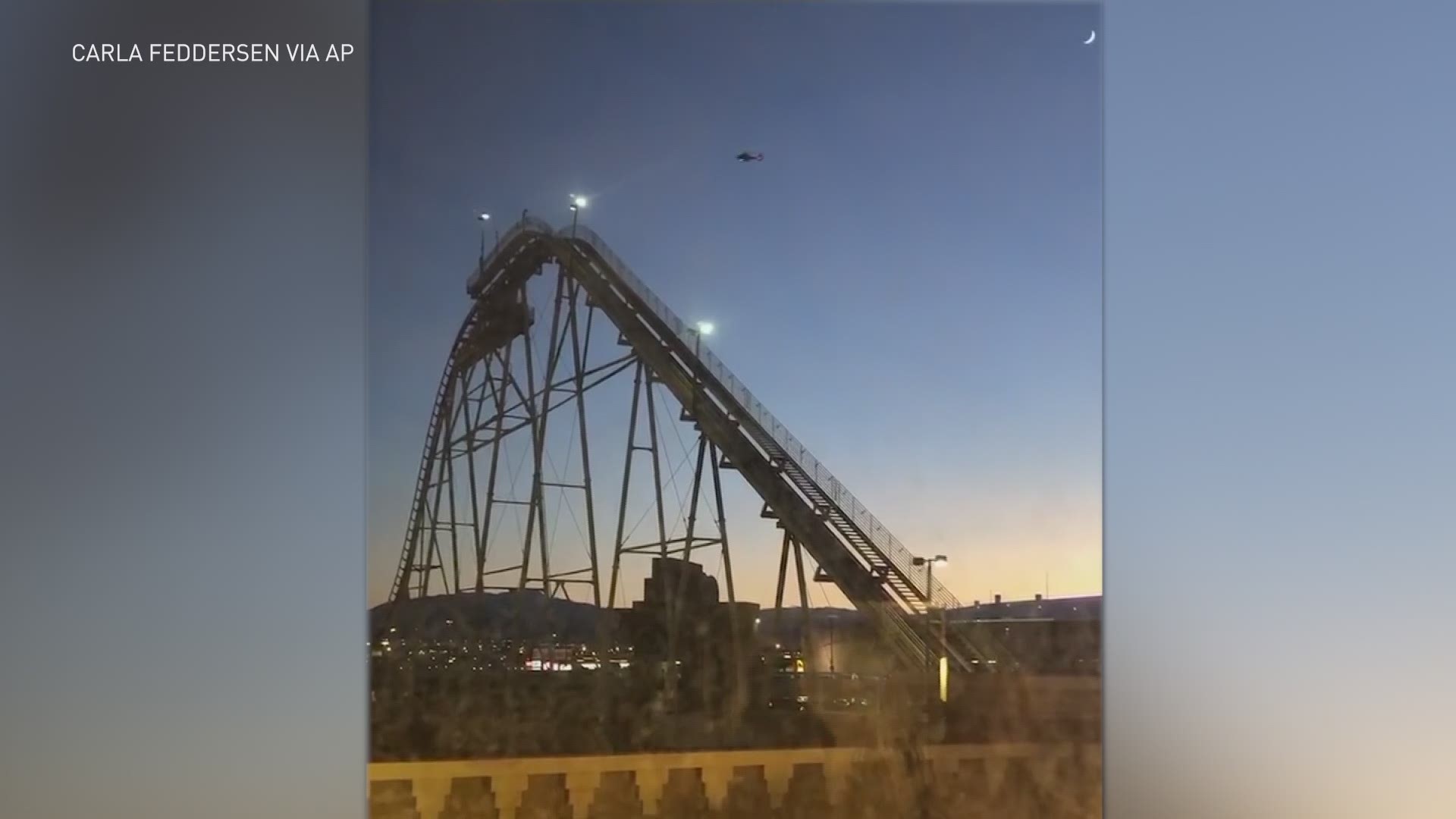 A 7.1 magnitude earthquake that hit Southern California Friday night could be felt all the way in Las Vegas. Carla Feddersen filmed a rollercoaster in Las Vegas swaying in the quake.  (Via AP)
