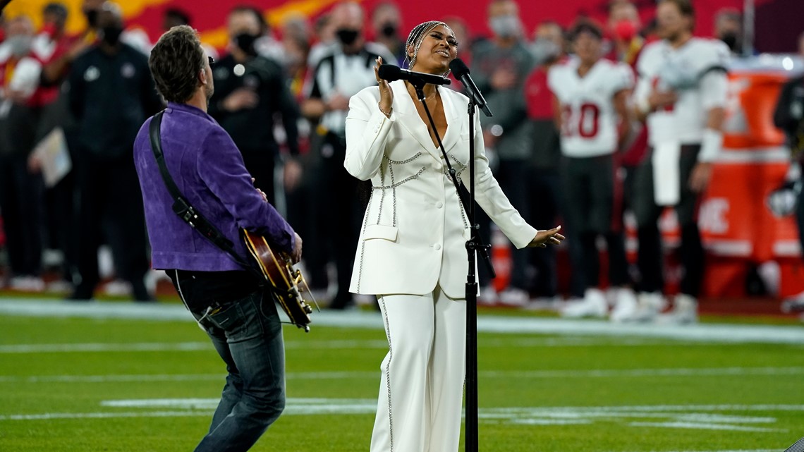 Jazmine Sullivan & Eric Church Sing the National Anthem at Super Bowl LV 