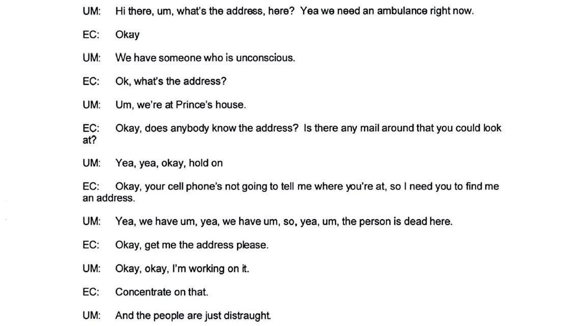 Transcripts: 911 call made from Paisley Park on Prince&rsquo;s death 