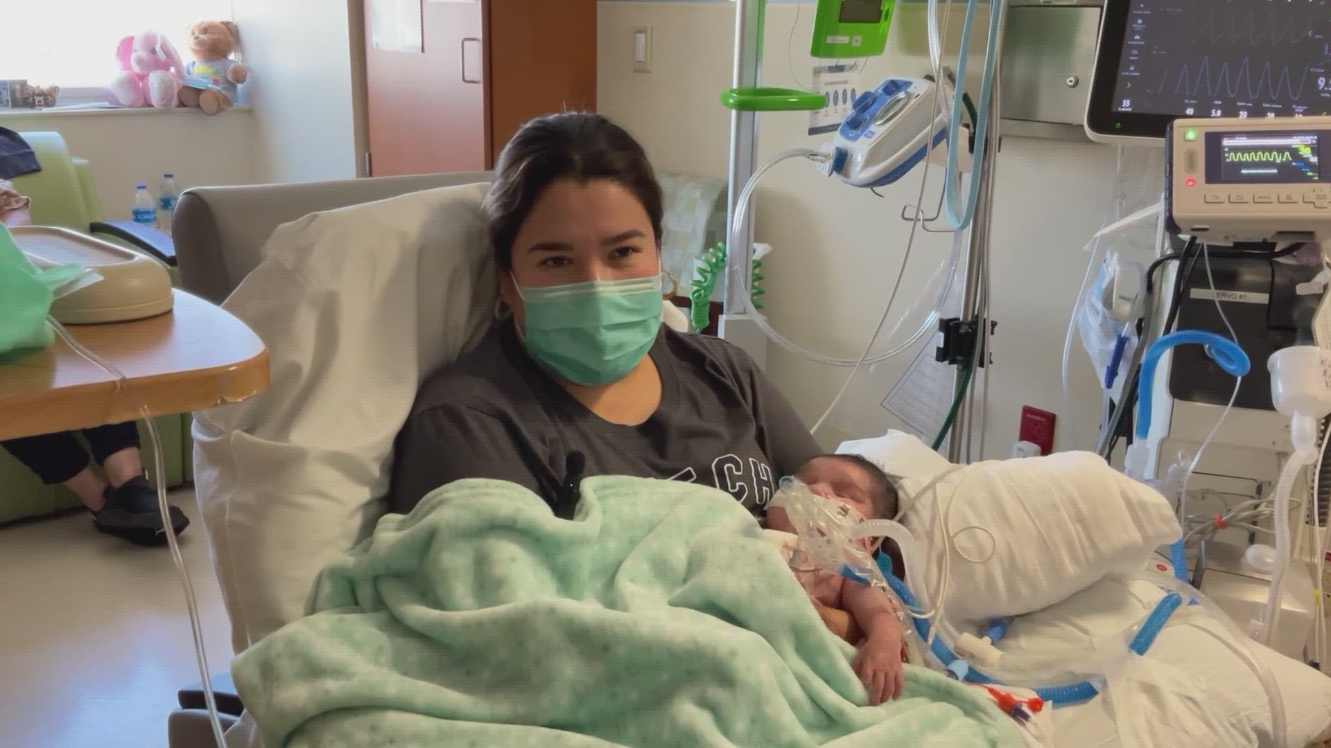 The baby was born with a rare heart condition that requires specialized care.