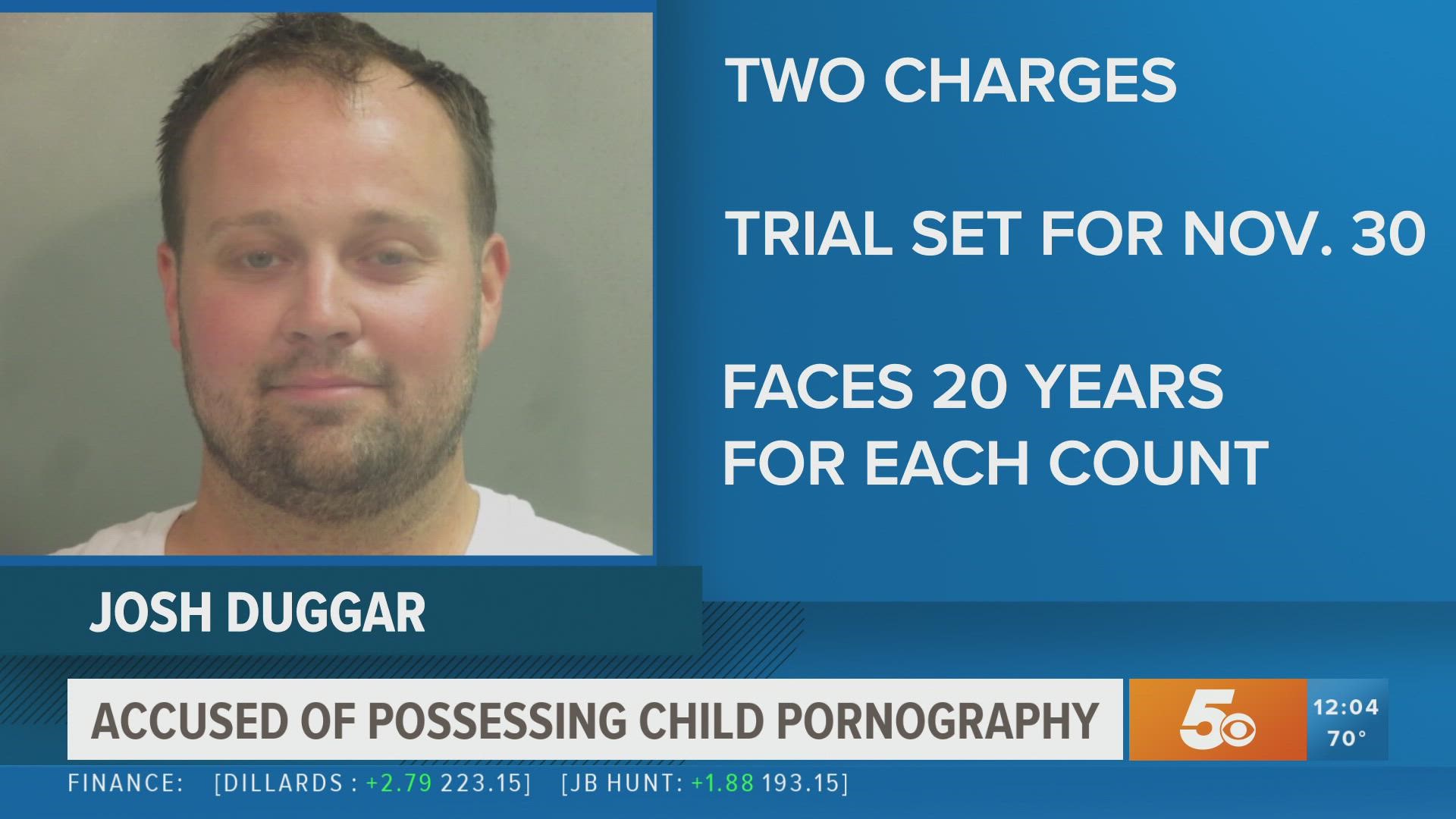 Duggar was charged in April with two counts of downloading and possessing child pornography.