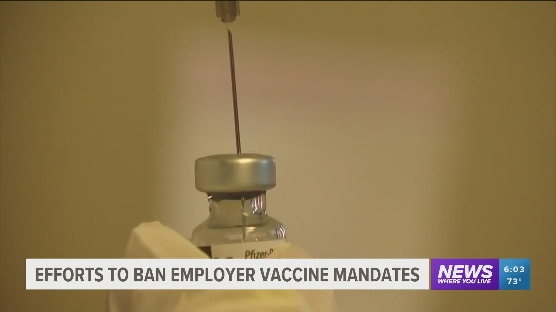 Legislation is being created to help the unvaccinated remain employed and COVID-19 vaccine free as business deadlines approach.