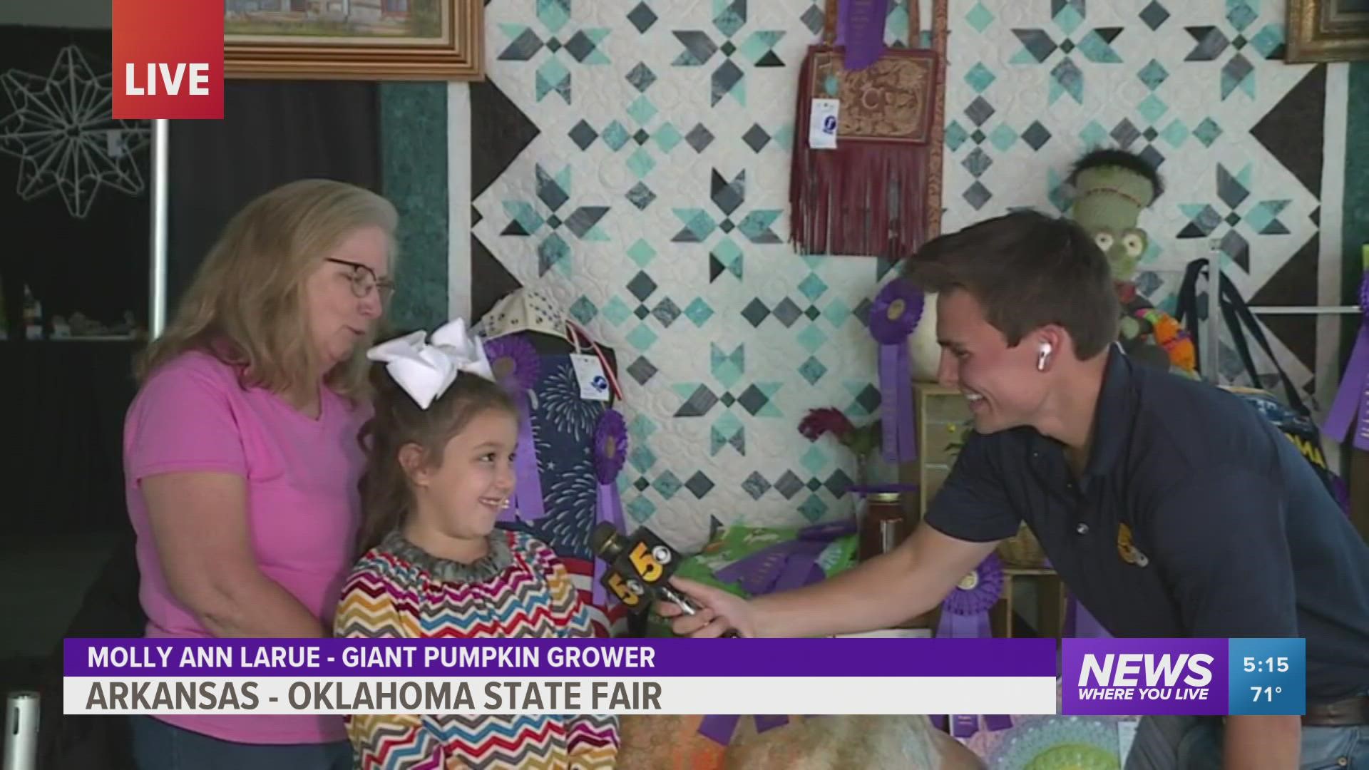 Molly hopes to grow an even bigger pumpkin next year. -5NEWS Meteorologist Matt Standridge