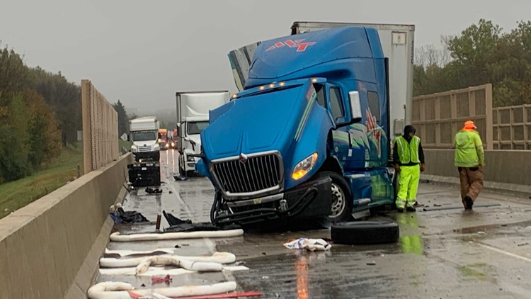 Traffic backed up on Oklahoma interstate following semi
