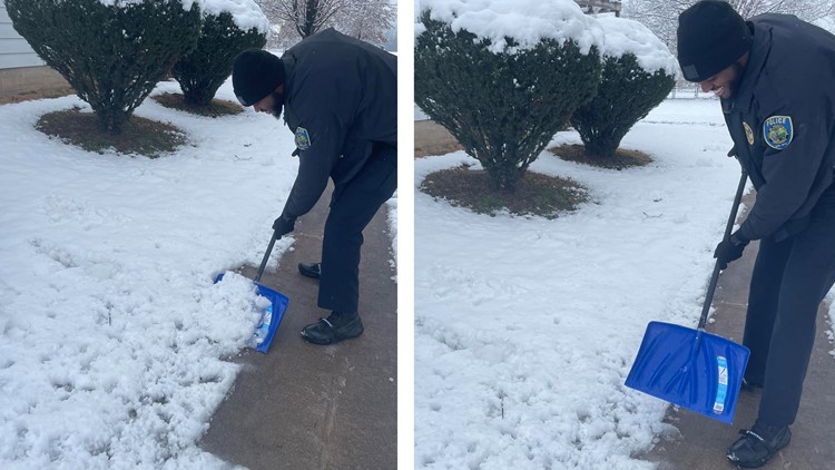 Fayetteville officers clear snowy path to mailbox for local WWII veteran
