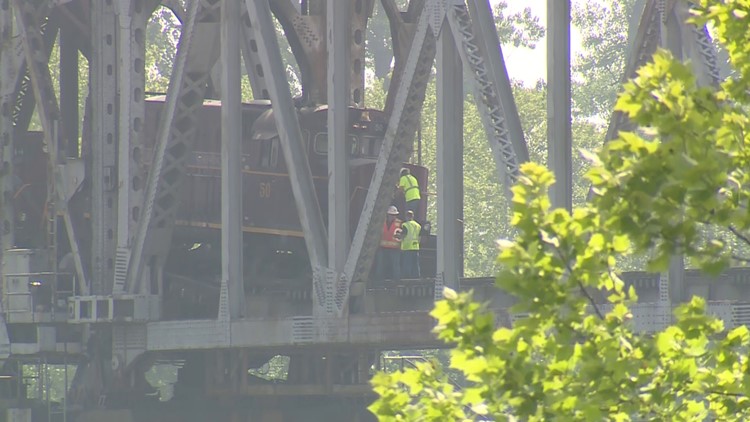 Train derailment on Arkansas River bridge causes traffic back up near Van Buren