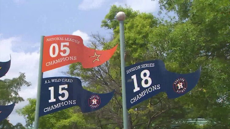 Astros 2017 World Series championship banner missing from plaza outside Minute Maid Park