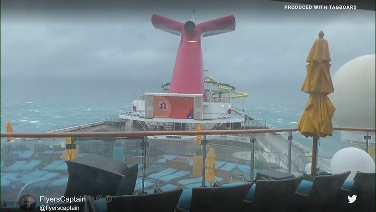 Video shows Carnival cruise ship rocked by storm off East Coast