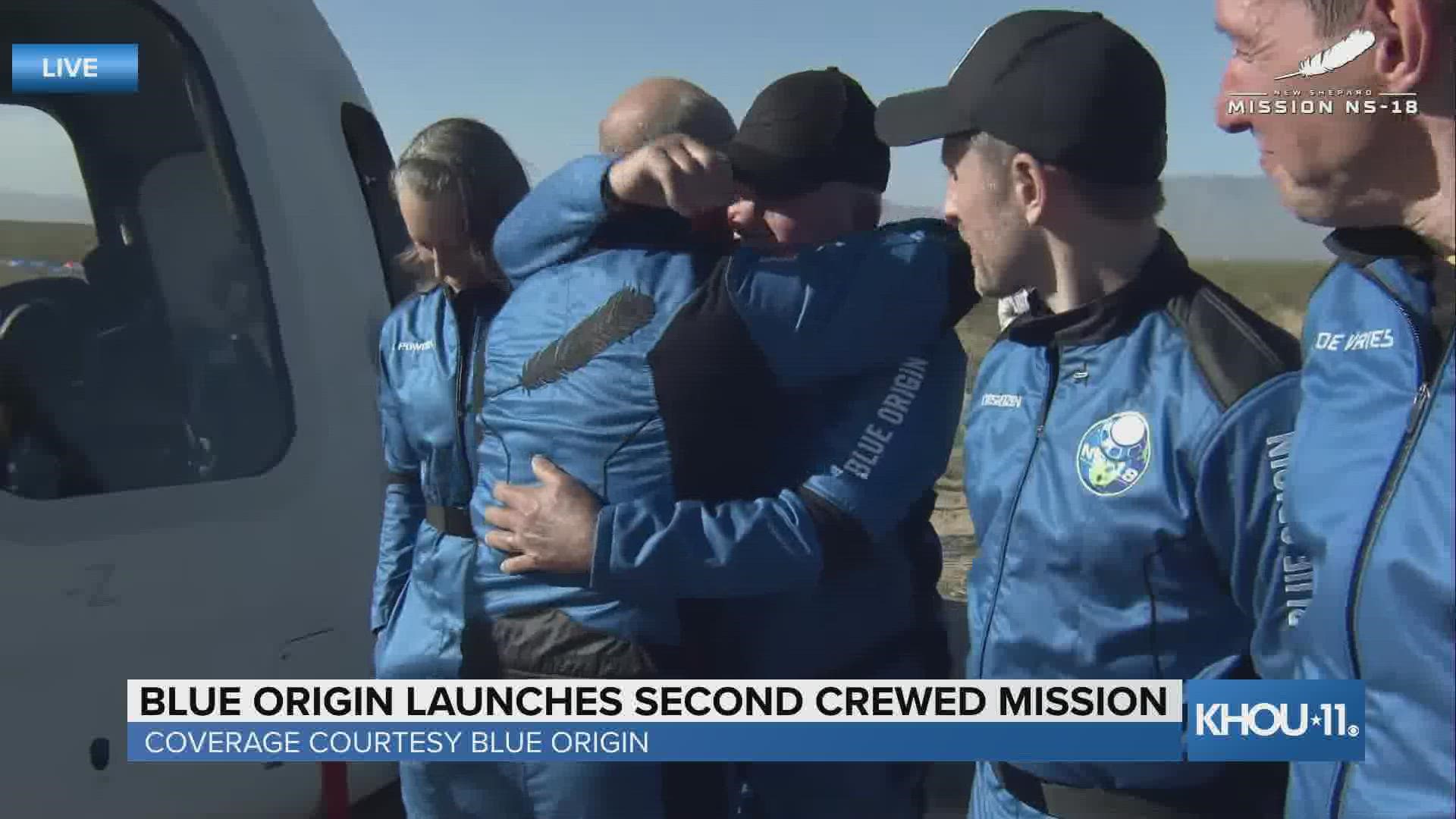 This is video from shortly after landing for the crew of the Blue Origin New Shepard mission.