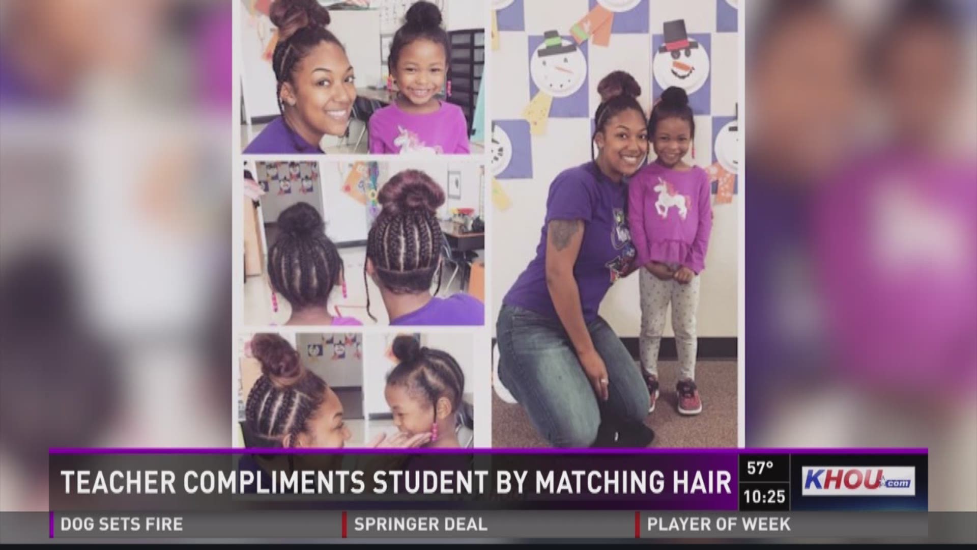 In a sweet and thoughtful gesture, a Sugar Land teacher made one of her student's day when she fixed her hair to match the little girls' new style.