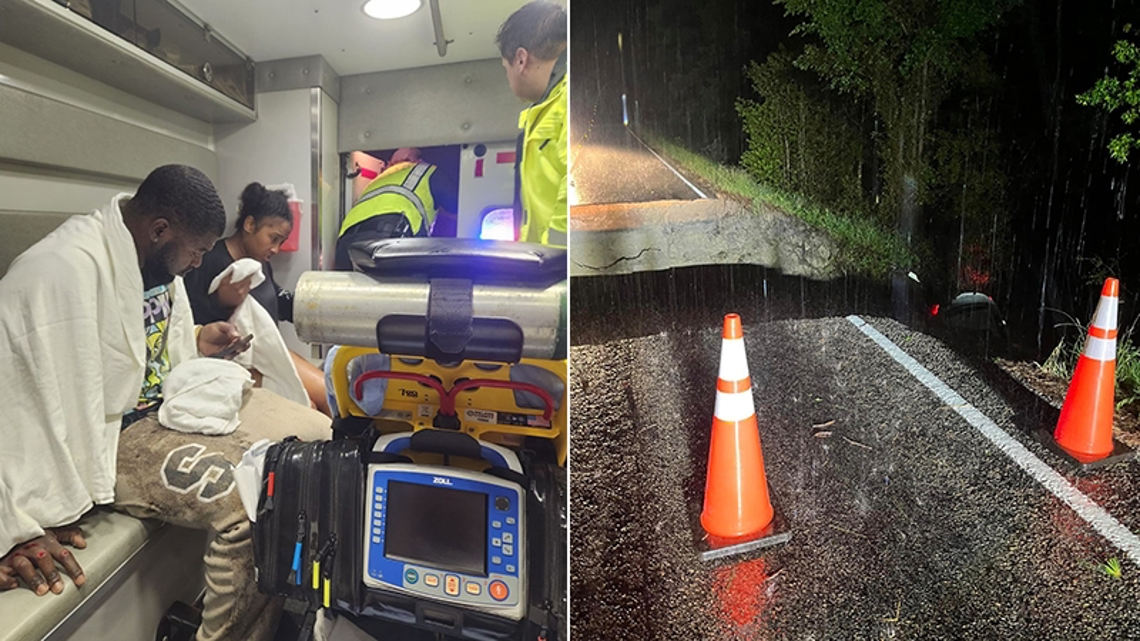 'God is good!' Man badly hurt while rescuing woman and toddler after their car plunged into 25-foot hole on washed-out road - Vimarsana News