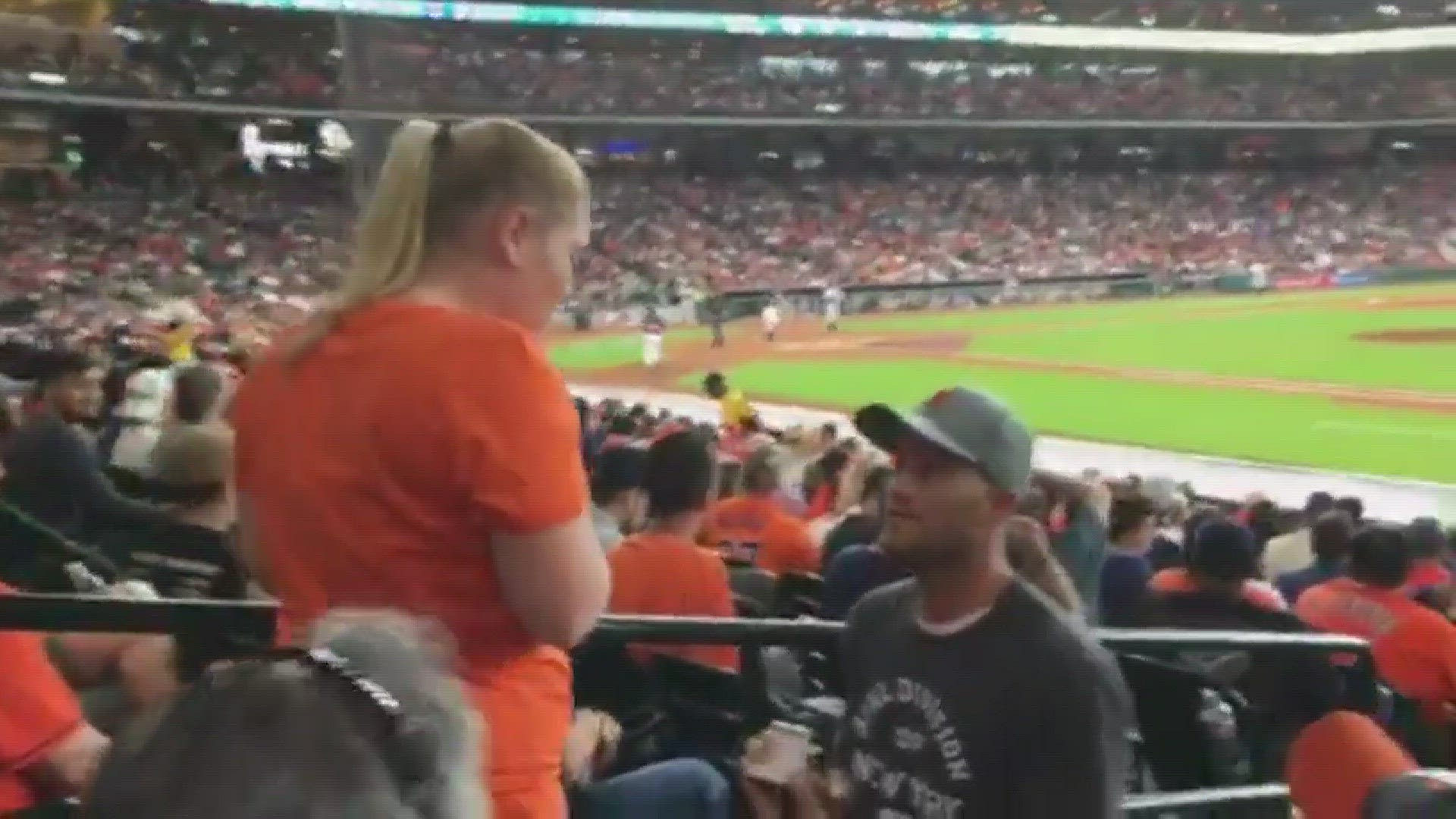 Love was in the air at the Astros and Detroit Tigers game at Minute Maid Park on Sunday. A marriage proposal was caught on camera by KHOU 11 Anchor Greg Hurst.