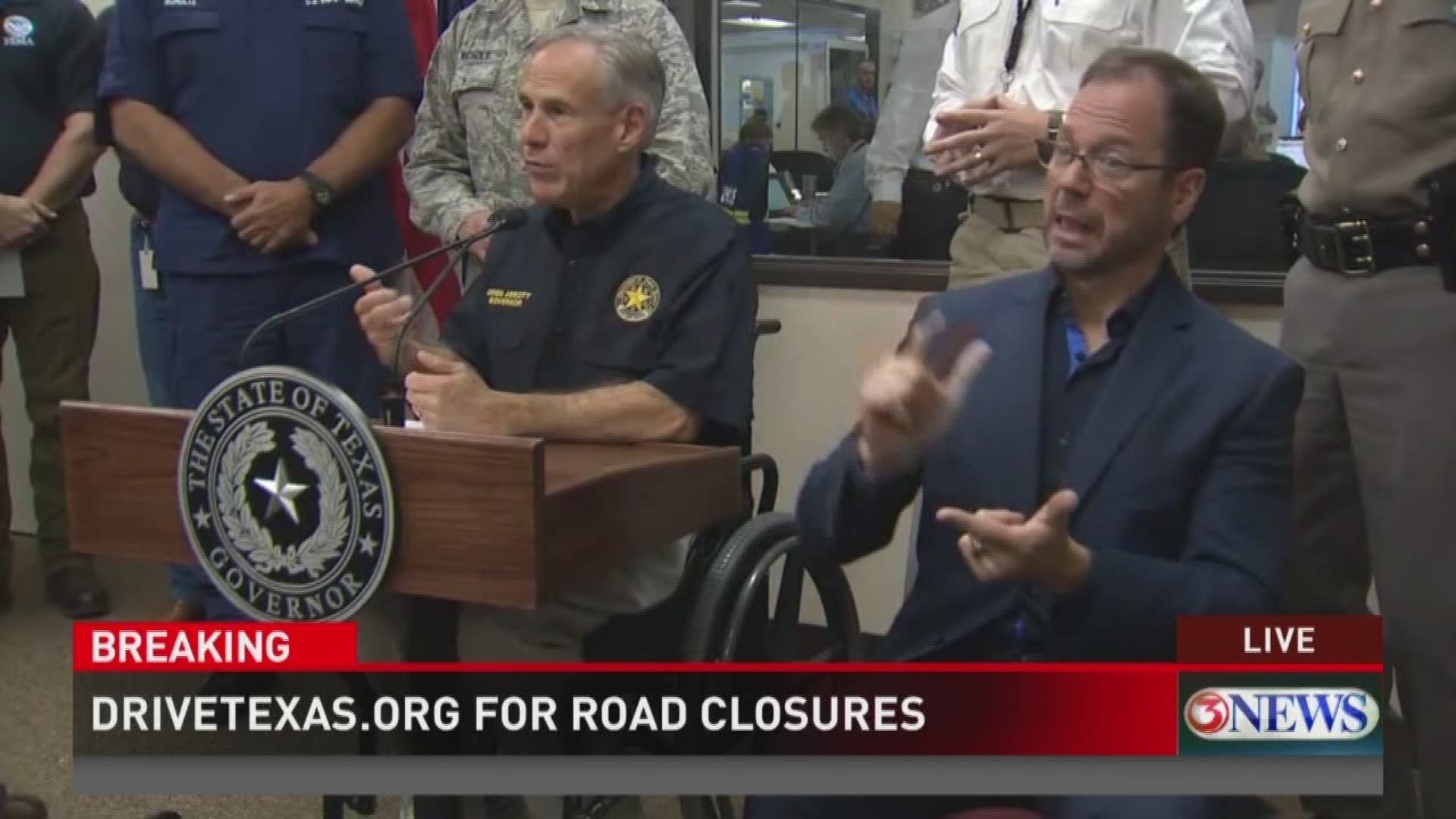 Governor Greg Abbot addresses the historic rainfall from Hurricane Harvey. 3,000 national guard have been activated to aide the victims of the storm.