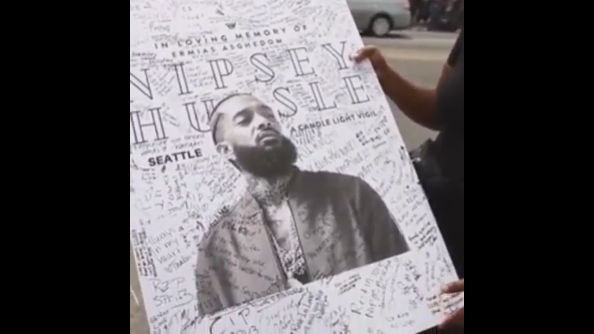 Antonesha organized a memorial for Nipsey Hussle in Seattle. Then she took a signed poster to Los Angeles to honor him.