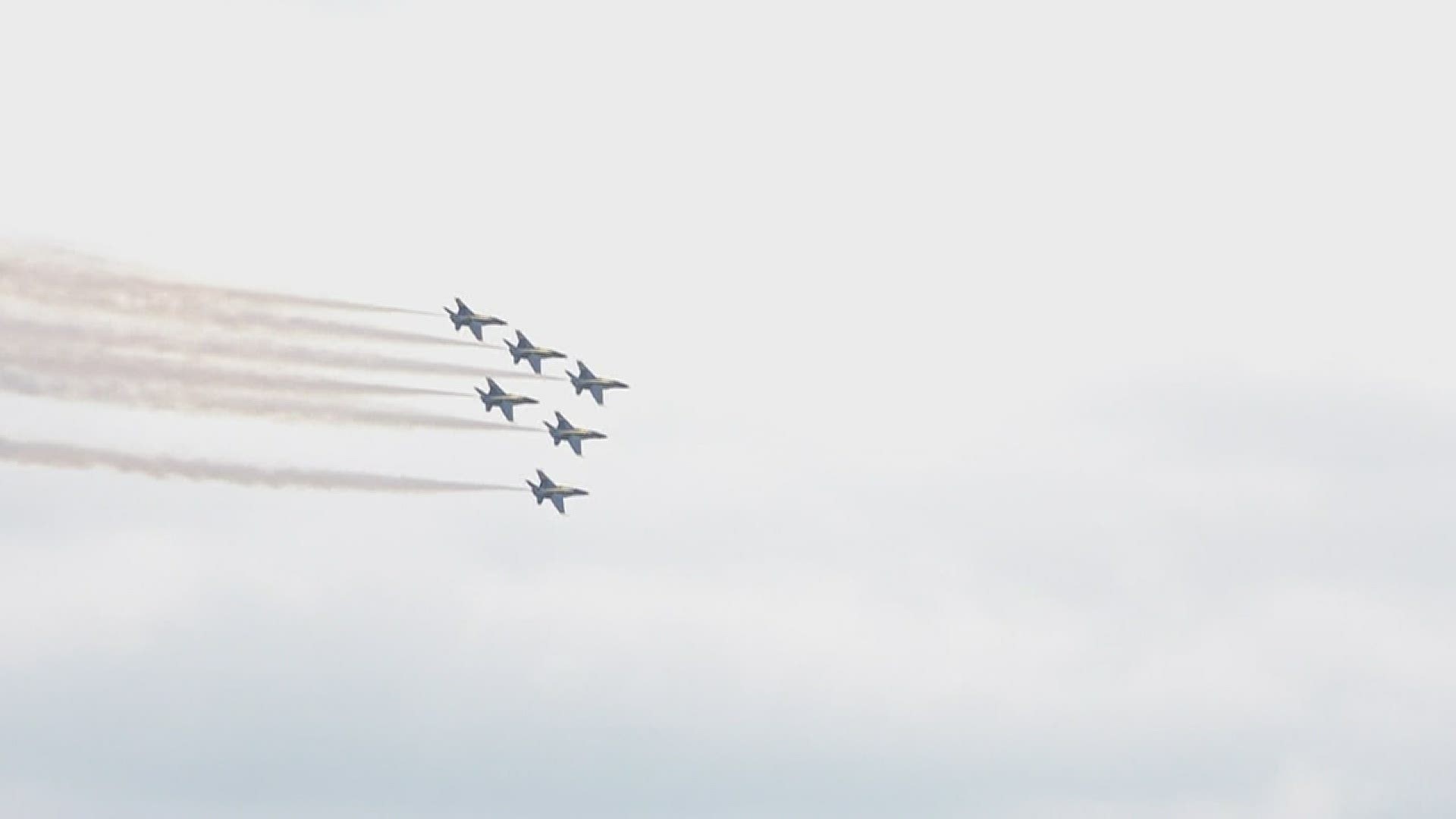 Many looked to the sky this afternoon as the Blue Angels flew over Little Rock in tribute to health care responders.