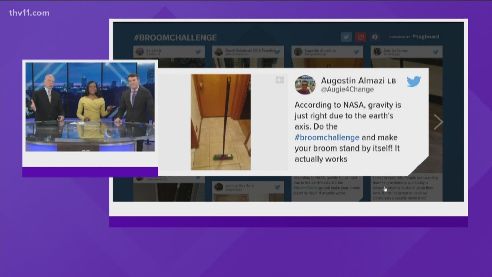 The internet is getting *swept* up in the newest craze: claiming NASA said that today is the only day your kitchen broom will stand up on its own.
