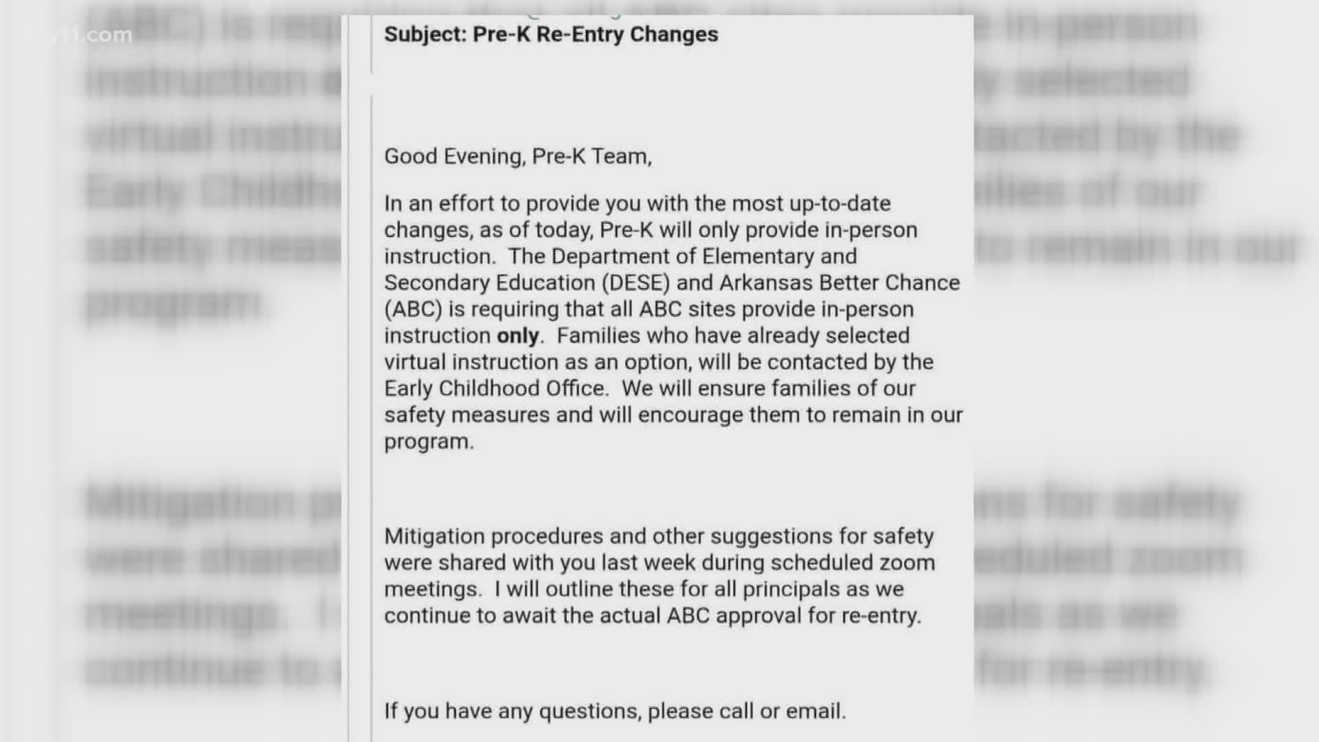 Several have been concerned about a screenshot going around Facebook about Pre-K this year being in-person only. We verified with DHS and the ADE.