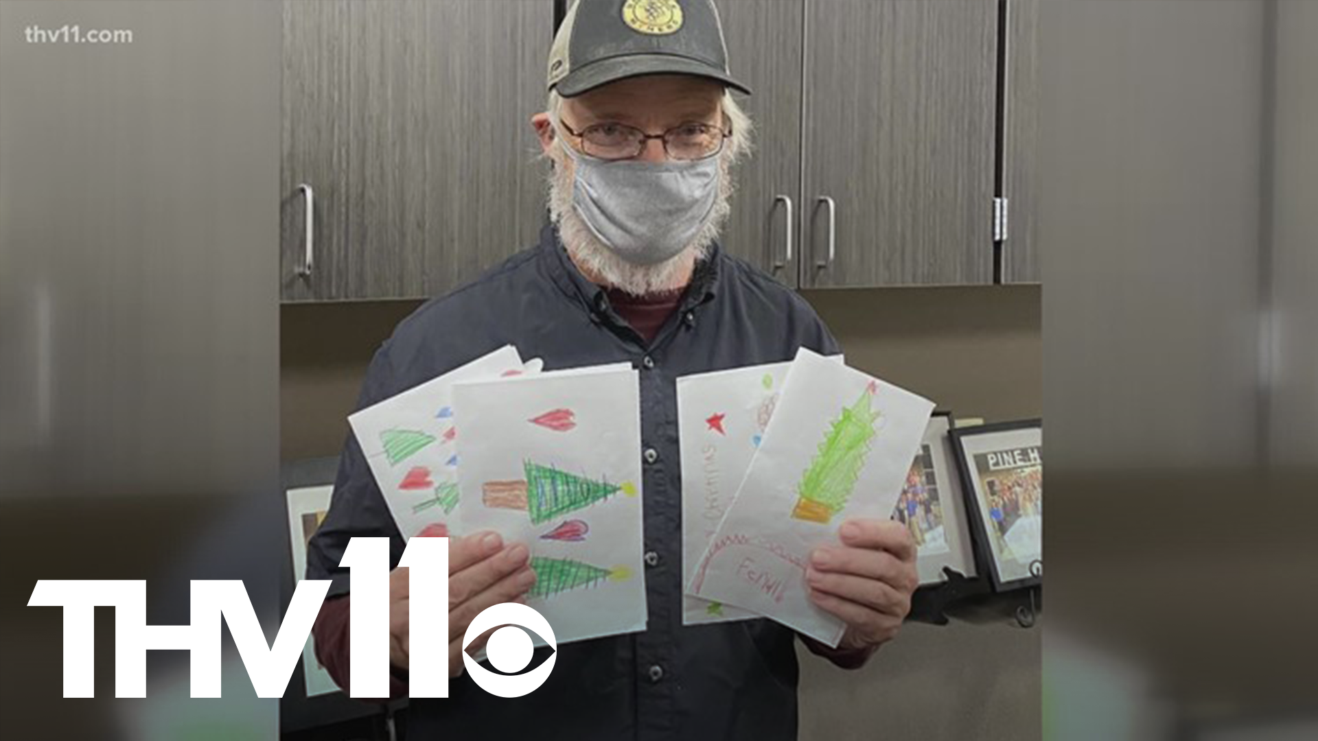 At Pine Haven Elementary in Bauxite, students are showing janitor Ferrell Bauer their appreciation for him during the pandemic by giving him Christmas cards.