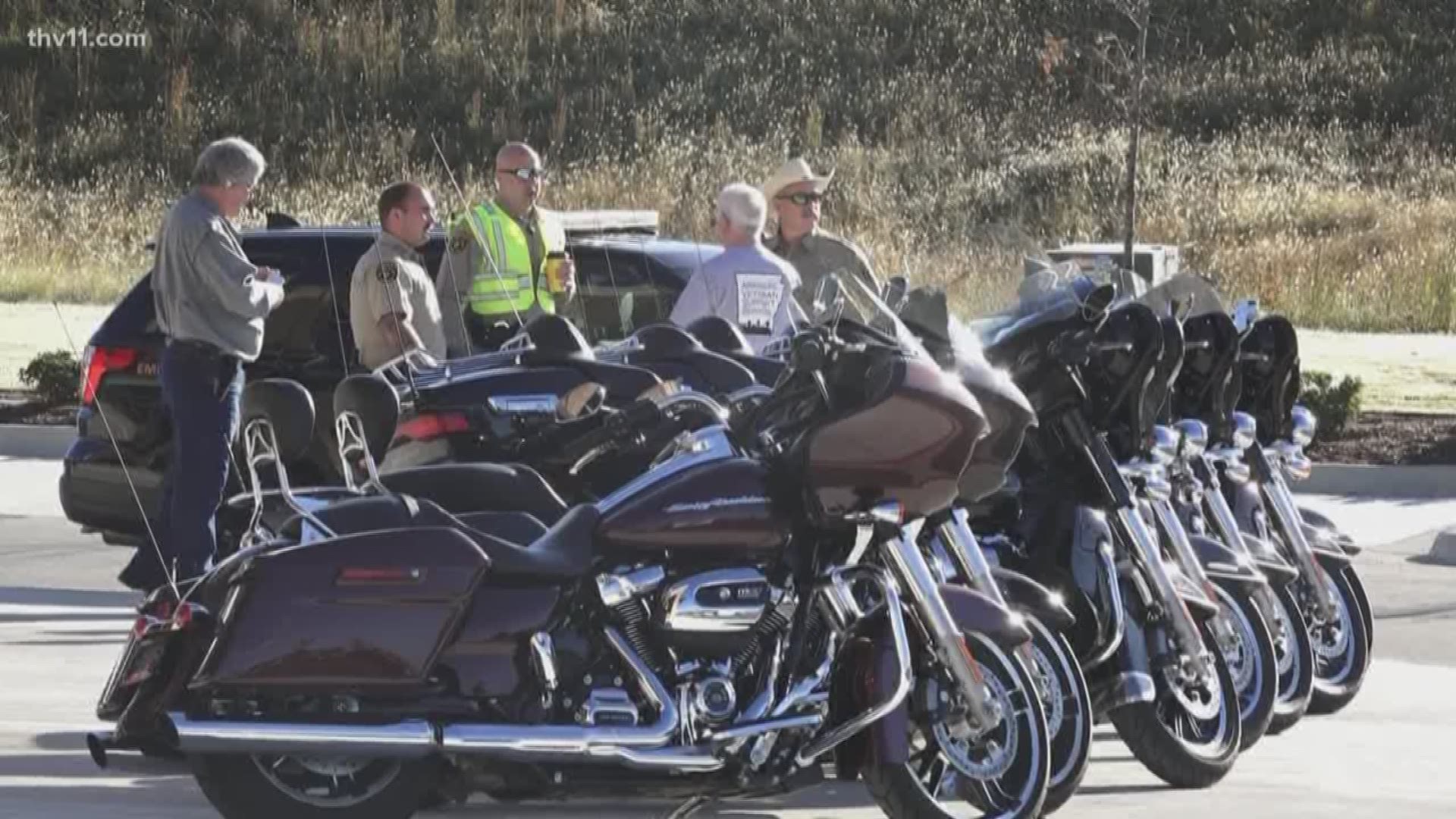 A group of motorcyclists rode to support local veterans today. Bikers gave donations to join the ride.