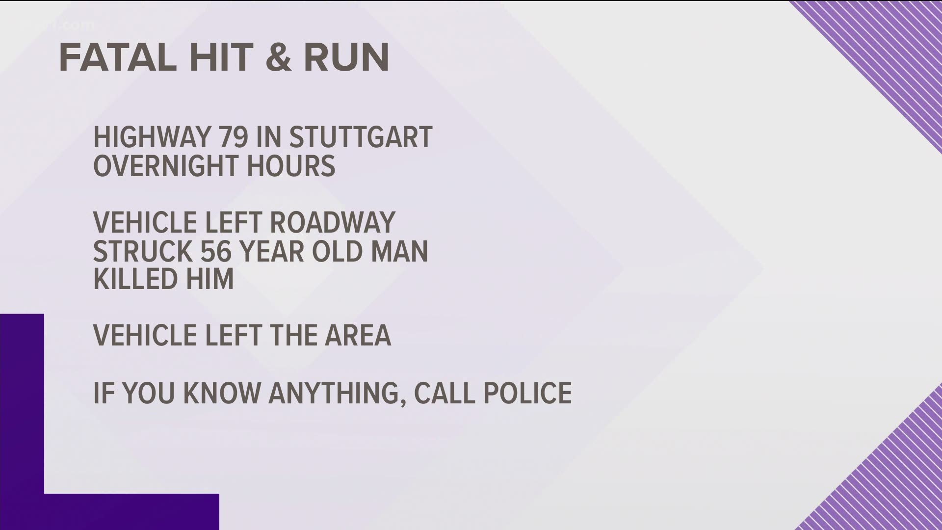 Stuttgart police are investigating after a man was hit by a car that left the scene.