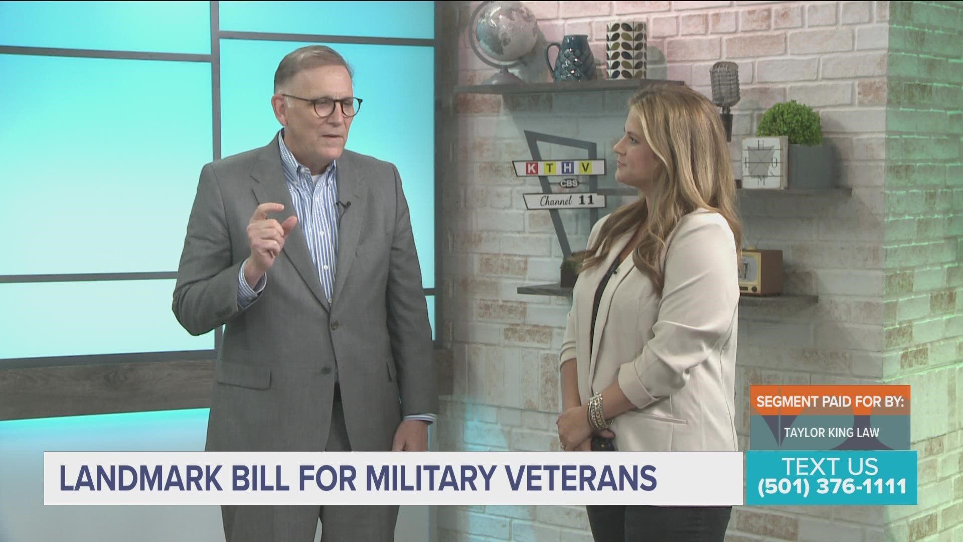 Attorney Taylor King talks about new landmark bills that will impact military veterans.