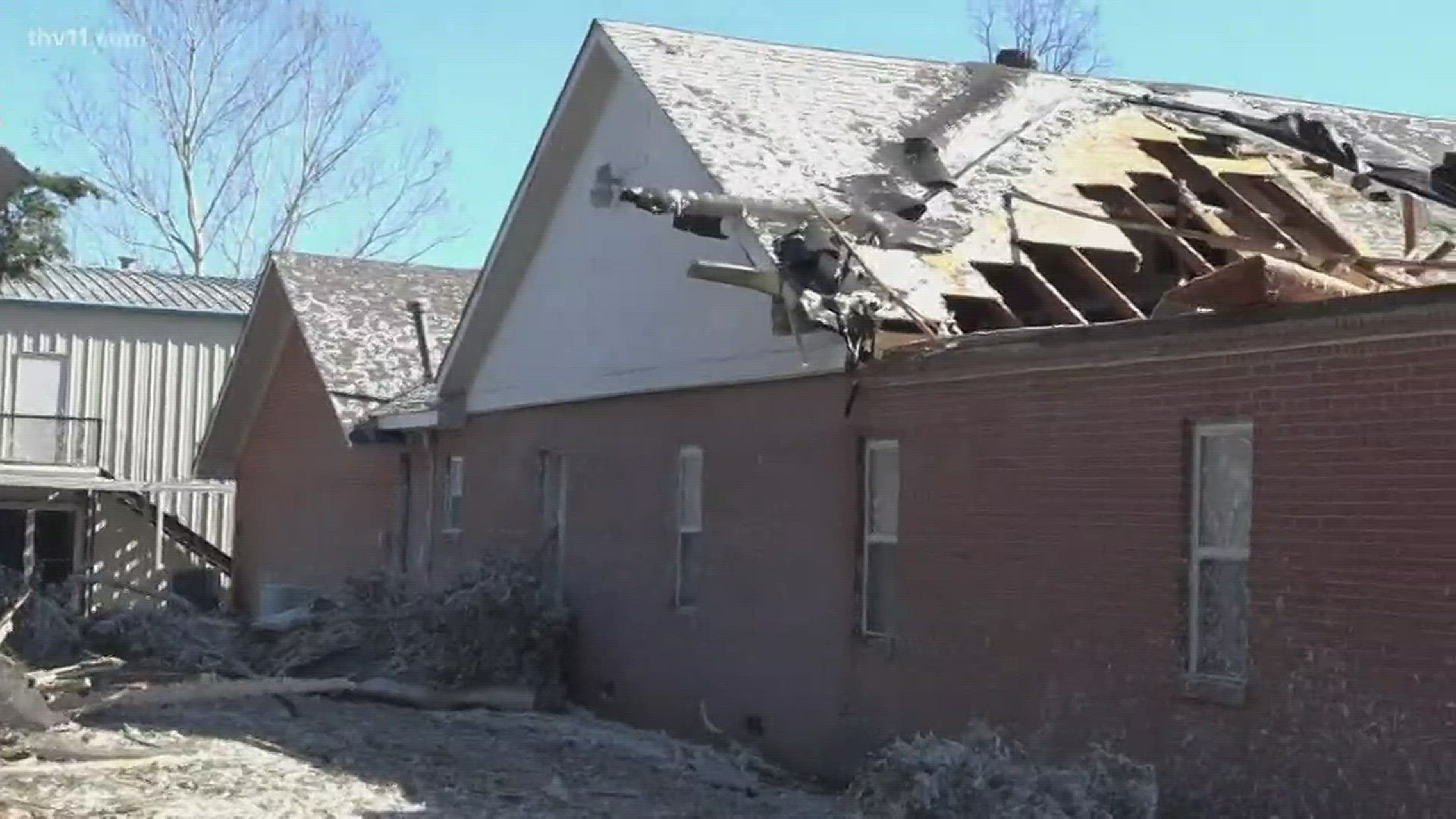 An EF1 tornado damaged a church in Faulkner County.
