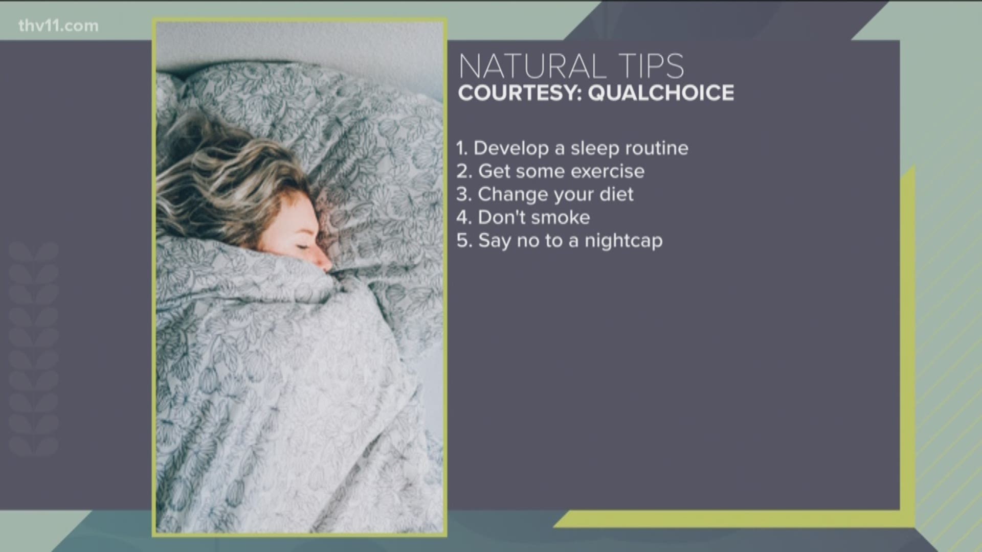 The CDC says that more than one-third of U.S. adults routinely sleep fewer than six hours a night. QualChoice has 10 natural ways to get more sleep.