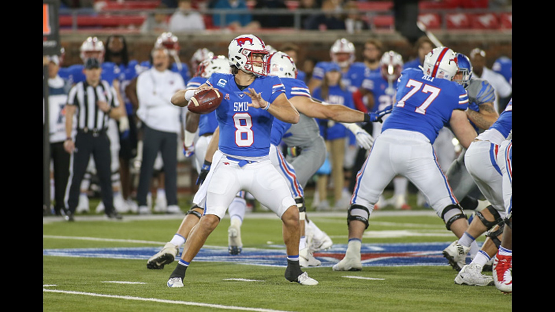 The former SMU quarterback threw for over 9,000 yards and 71 touchdowns in three seasons with the Mustangs