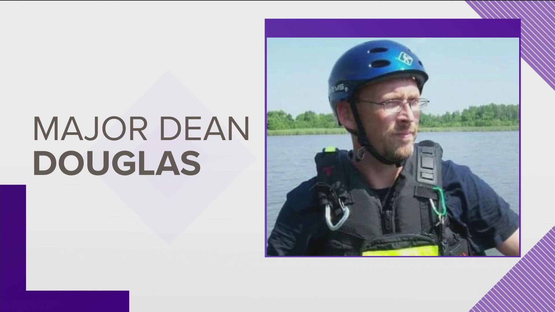Major Dean Douglas was injured while responding to a call during last week's Little Rock Marathon. He died on Friday.