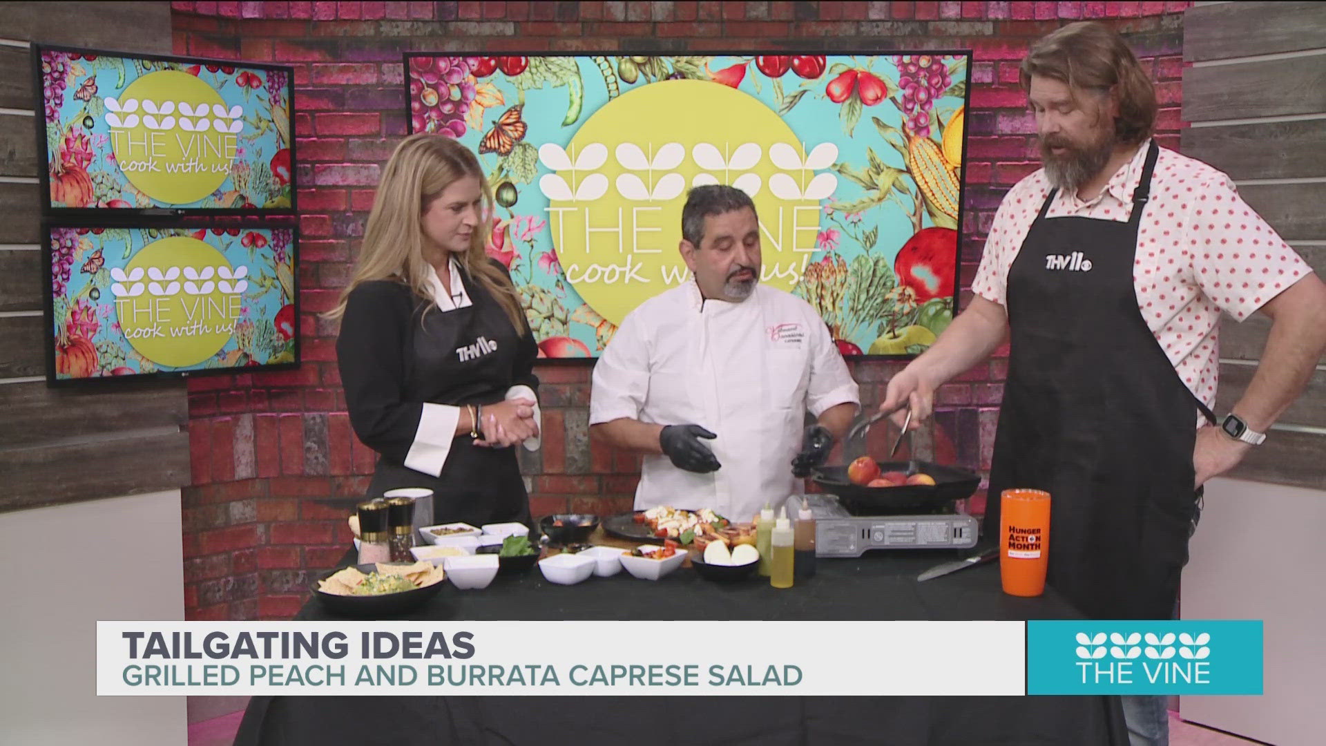 Chef Serge Krikorian shows us how to grill peaches for a simple caprese salad with burrata cheese.