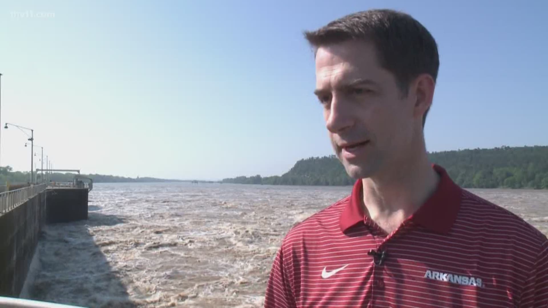 Senator Tom Cotton toured some of the flooded areas in and around his hometown of Dardanelle.