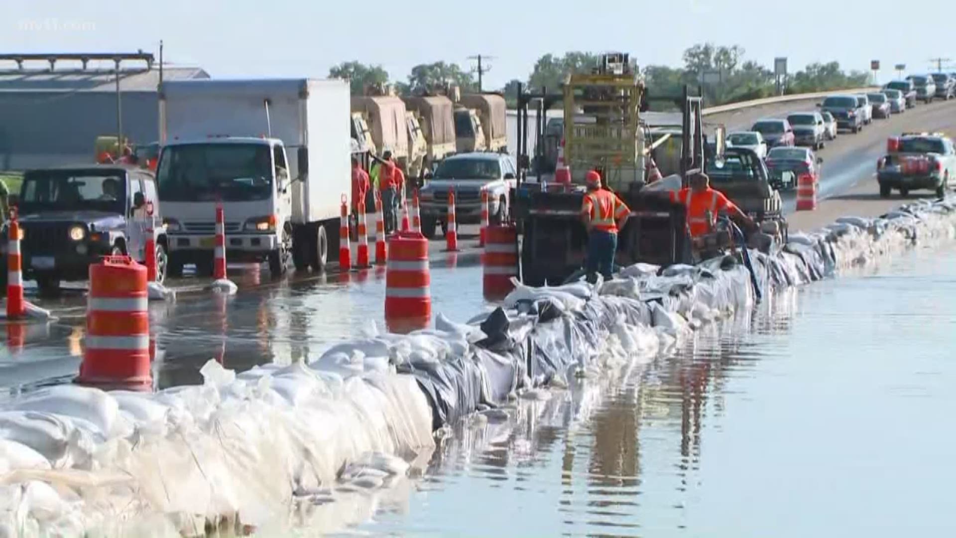Record flood waters top levee just outside of Dardanelle