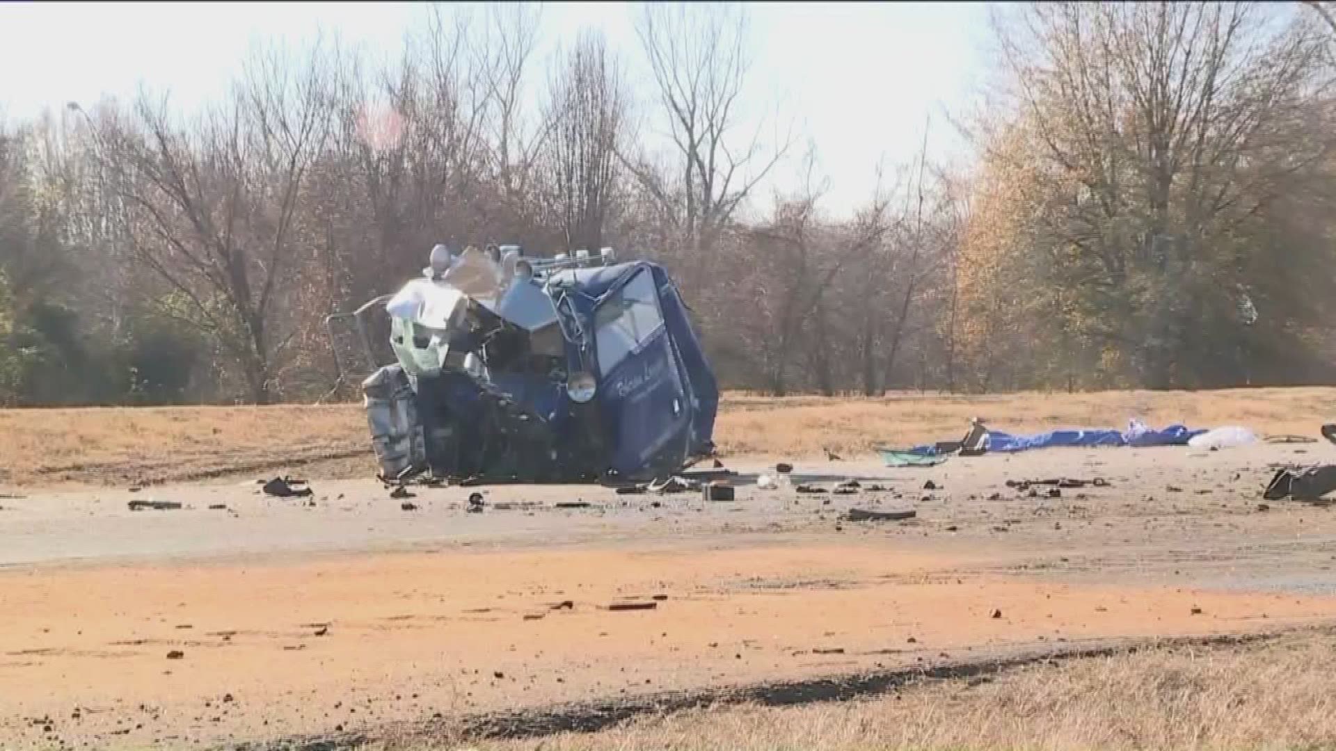 Three people are dead after a crash that happened this morning on the bridge over the Arkansas River on interstate 540. The wreck was caught on dash cam video and Witnesses who saw The accident say it involved a logging truck, a dump truck and a semi.