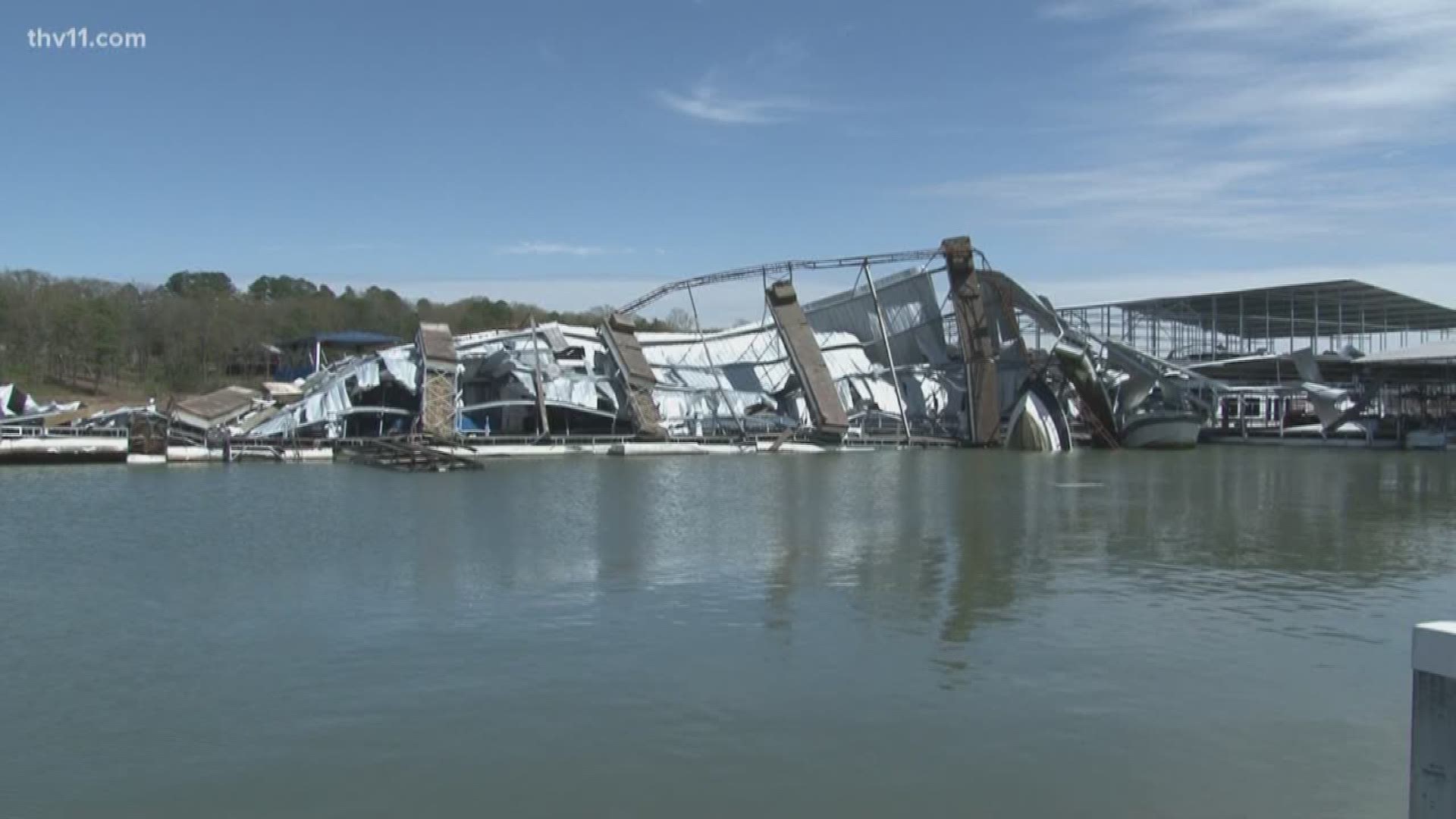 Lacy's Boating Center experienced massive damage that could take weeks to clean up.