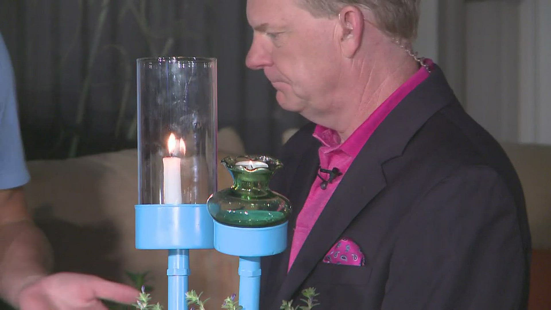 Chris H Olsen joins THV11 This Morning to show us how to create our own glass hurricane tea light stakes.