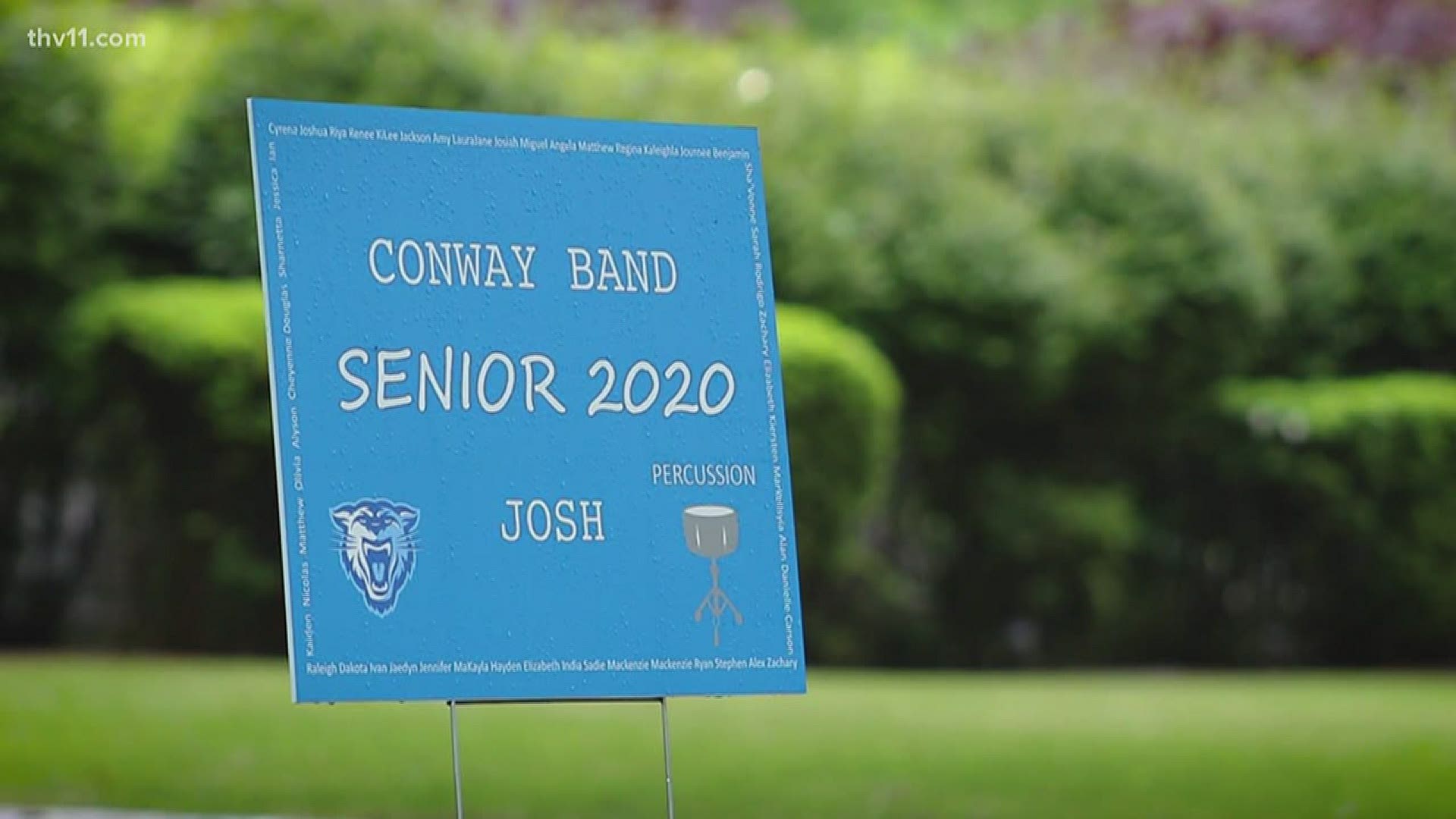A band director at Conway High School has gone above and beyond for his senior students. He and his team surprised the band members with personalized yard signs.