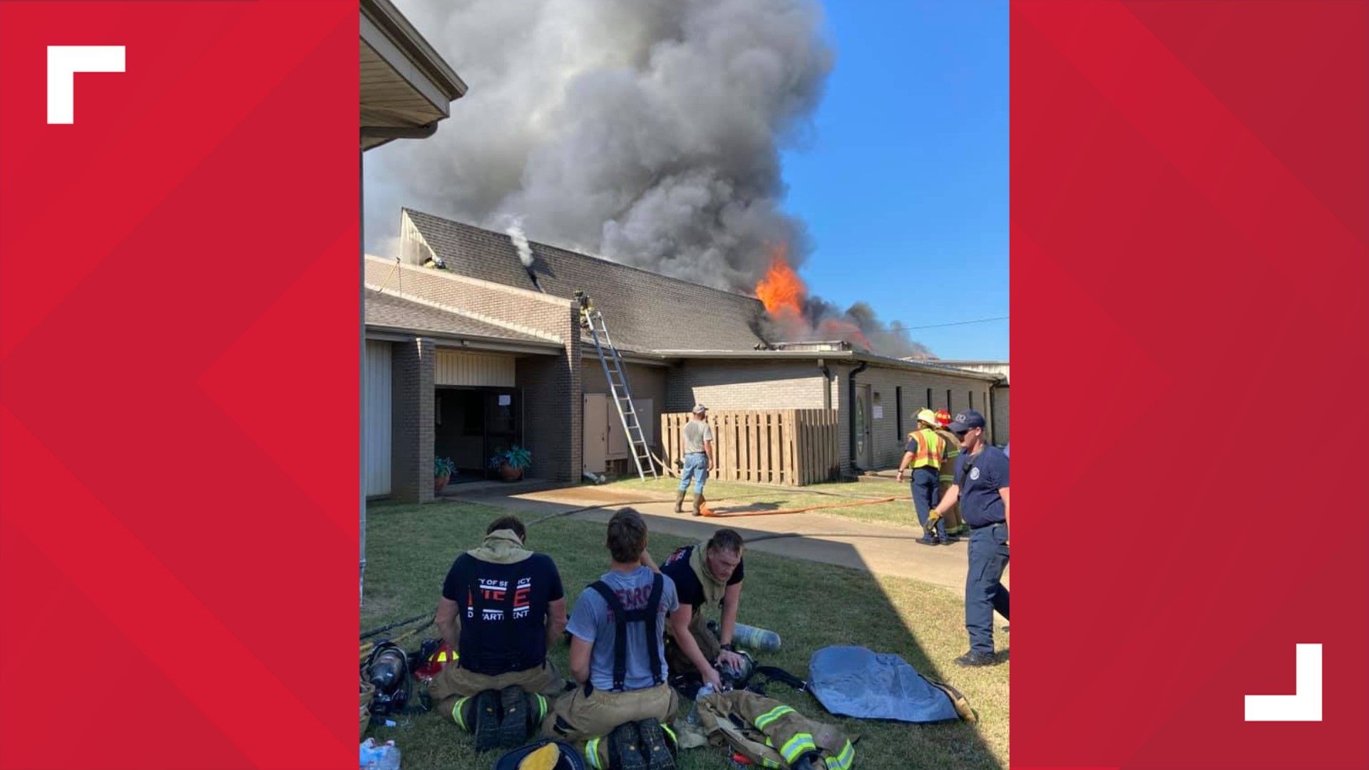 Multiple agencies on scene of large structure fire at Searcy Faith