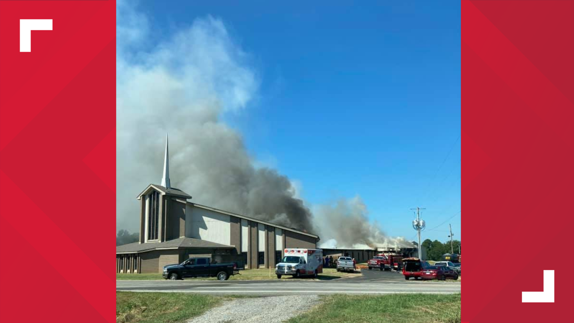 Multiple agencies on scene of large structure fire at Searcy Faith