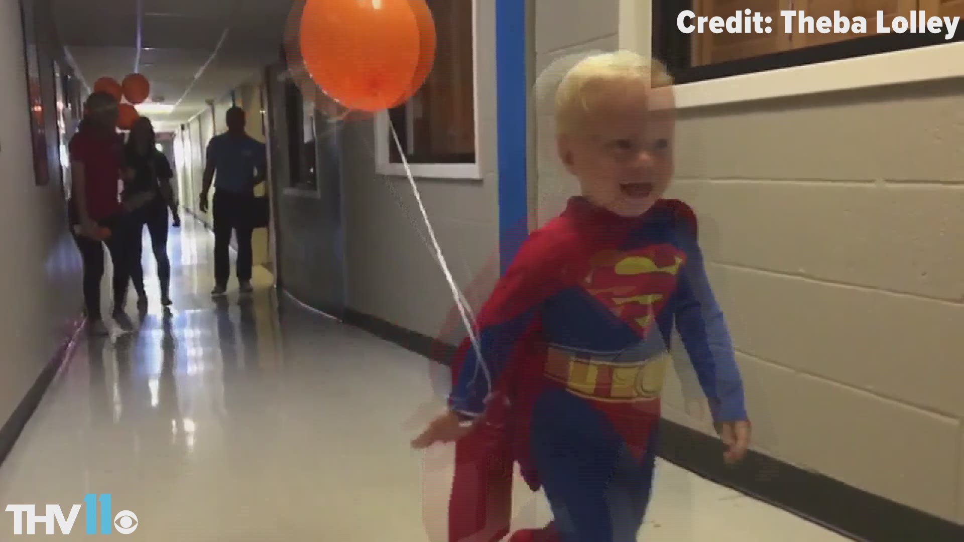 Jett and Finn Samuelson tear up the THV11 hallways after talking about 'Hunger Hero Day.'