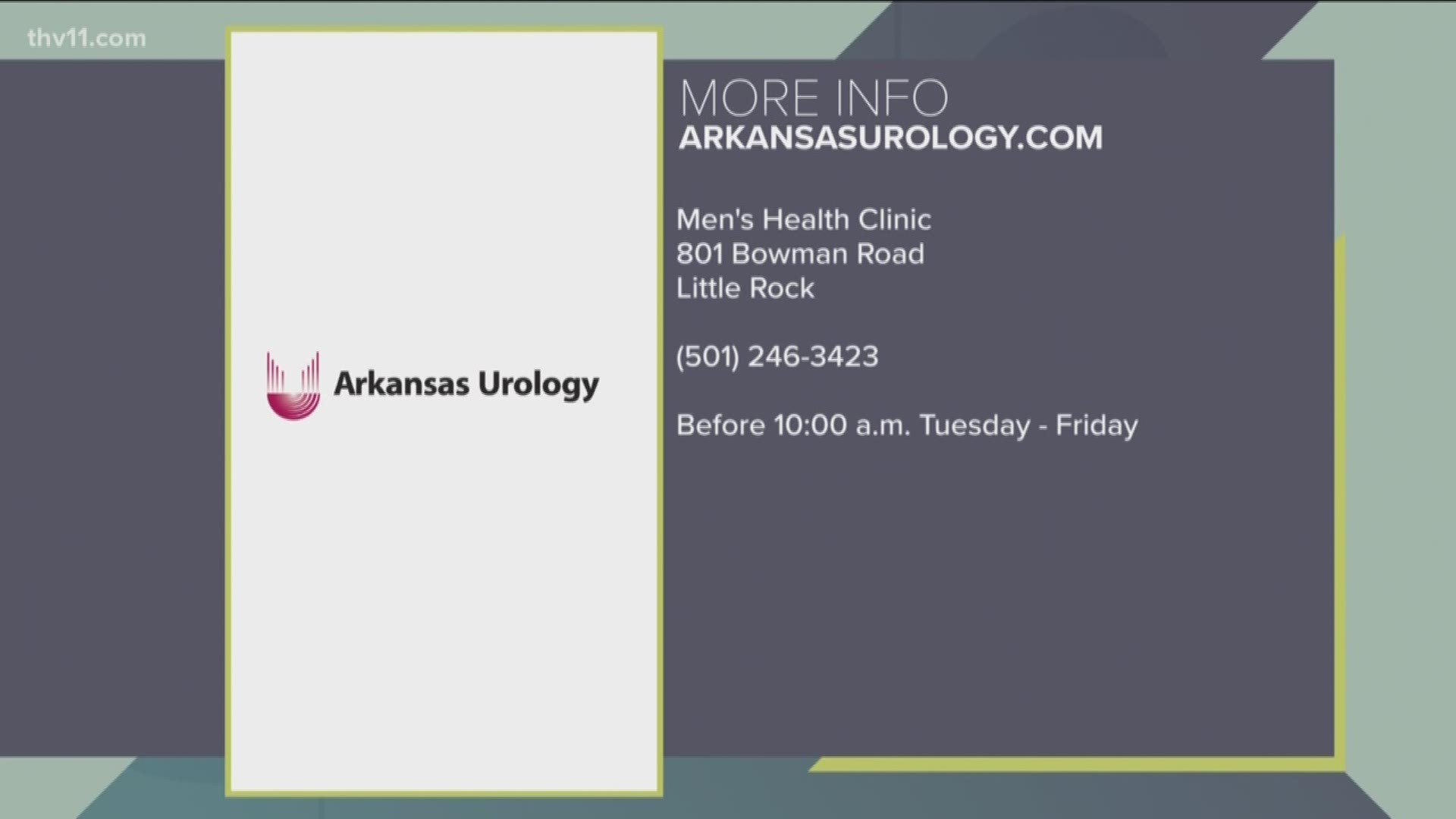 Most men hate going to the doctor. But getting checked out could save your life. Arkansas Urology Men's Health Clinic offering free health screenings for men.