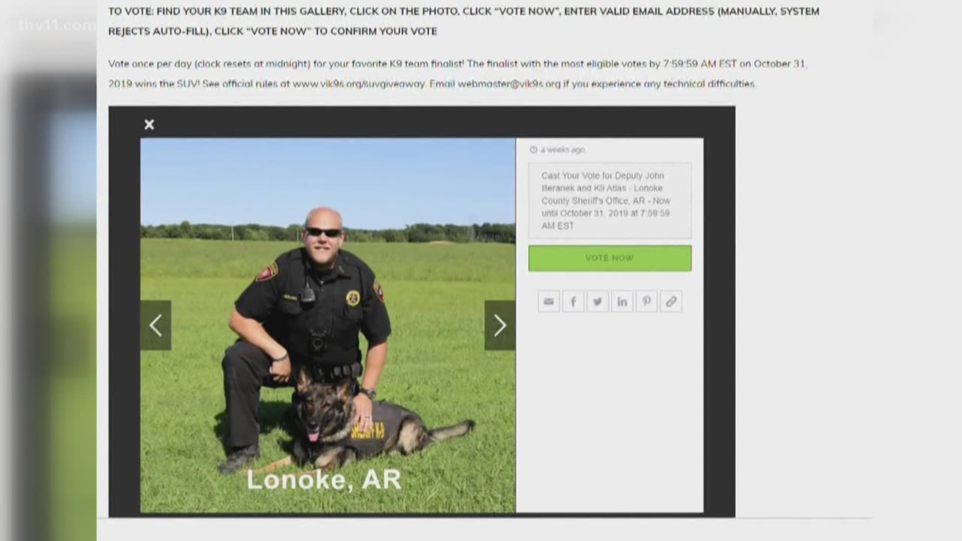 The Lonoke County Sheriff's Office has a pretty opportunity to win a police car for it's K-9 unit.
