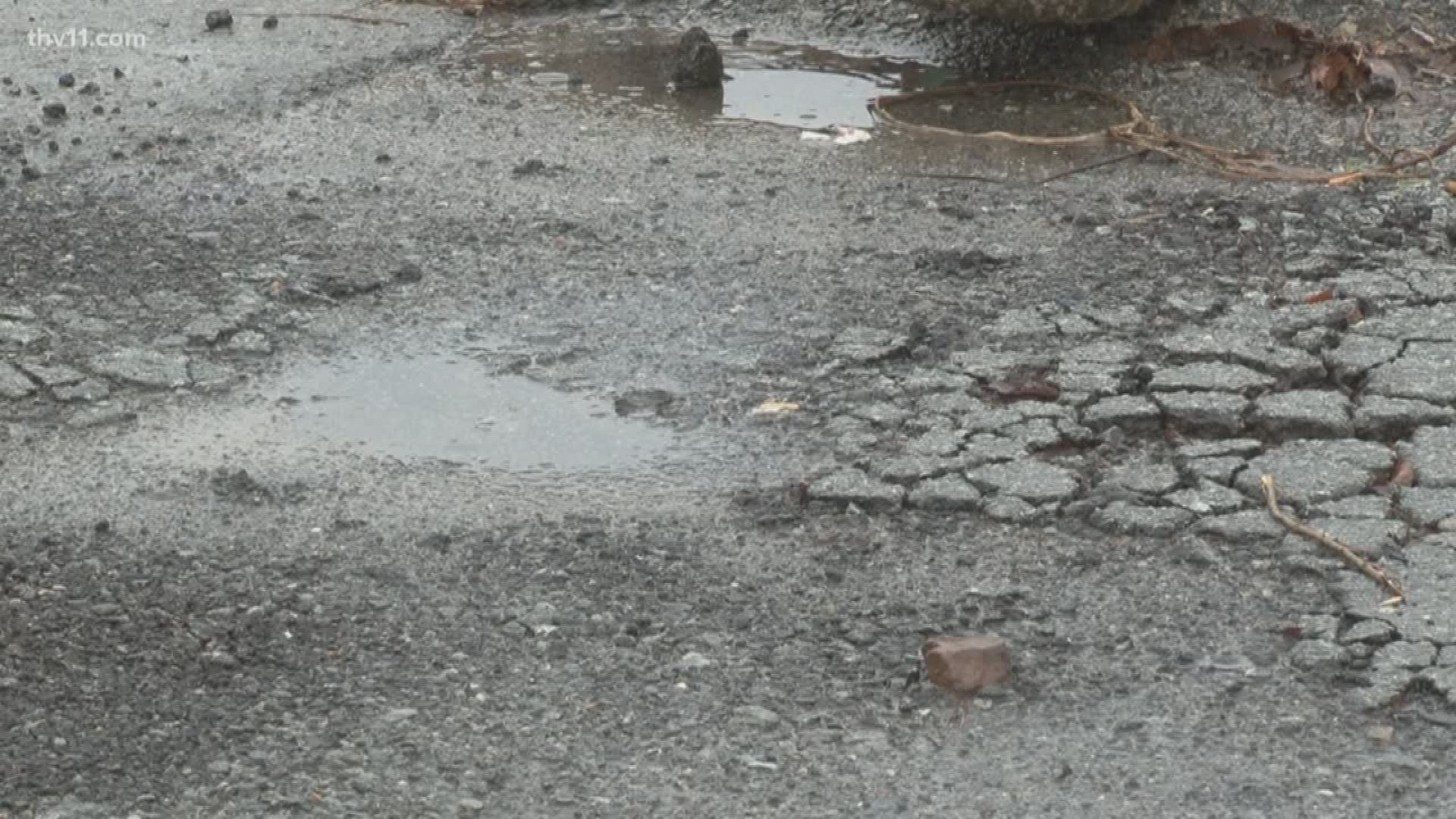 Heavy rains moving through central Arkansas are leaving behind messy road conditions.