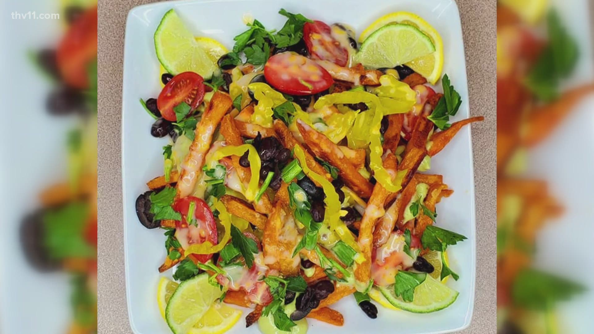 Dr. Tionna Jenkins with Plate it Healthy shares a vegan loaded sweet potato fries recipe.