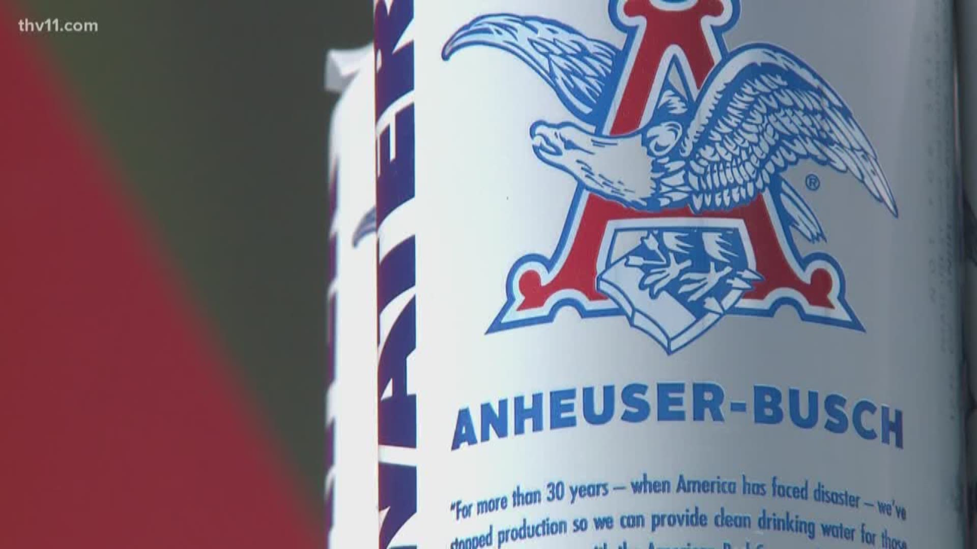 Anheuser-Busch put beer on hold and delivered more than 50,000 cans of emergency drinking water to the American Red Cross in Little Rock.